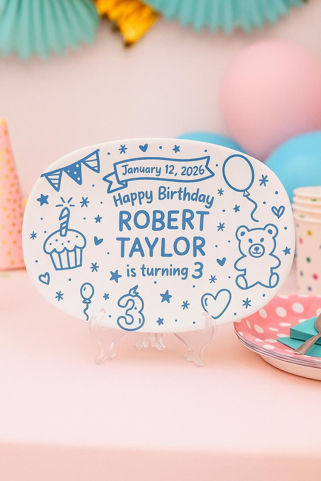 Custom Kids Birthday Plate, Personalized It’s My Birthday Plate, Reusable Birthday Party Dish Decor, Birthday Girl Gift Idea, Keepsake Plate
