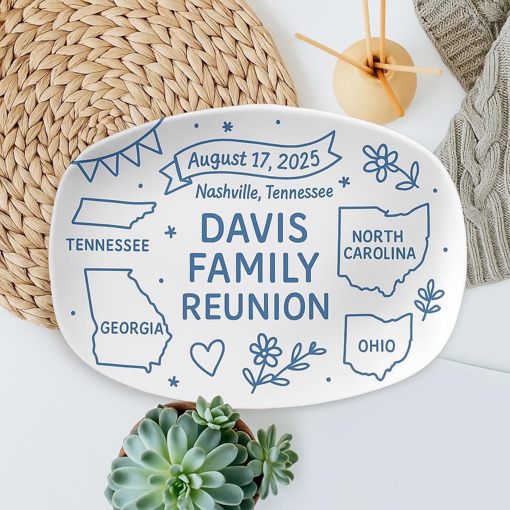 Personalized Family Reunion Platter Decor, Family Name Platter for Special Gatherings, Thoughtful Family Gift,  Family Reunion Platter Decor