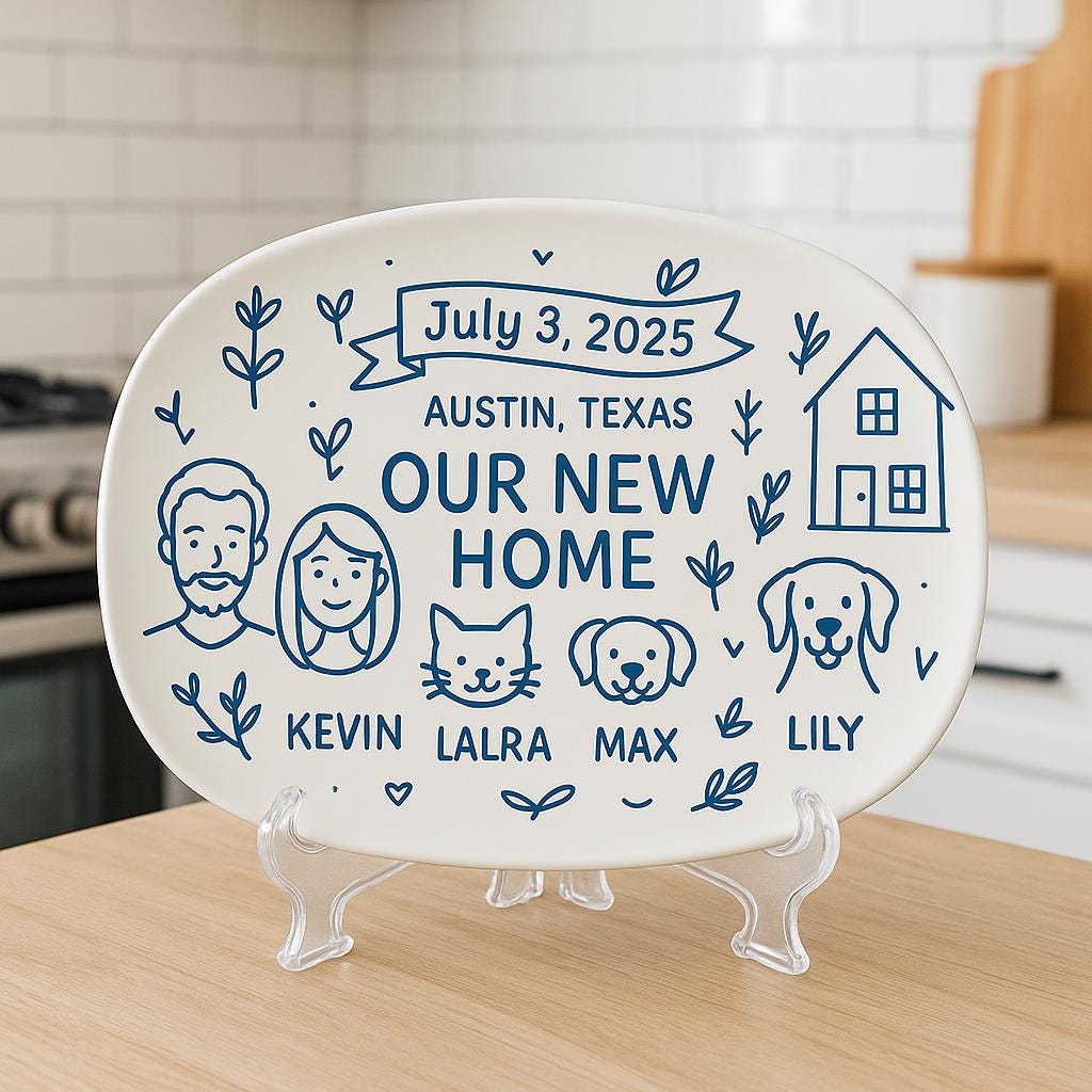 Personalized New Home Platter Decor, Customizable Housewarming Keepsake for New Home Gift, Custom Gift for New House Celebration