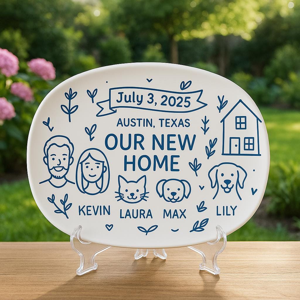 Personalized New Home Platter Decor, Customizable Housewarming Keepsake for New Home Gift, Custom Gift for New House Celebration