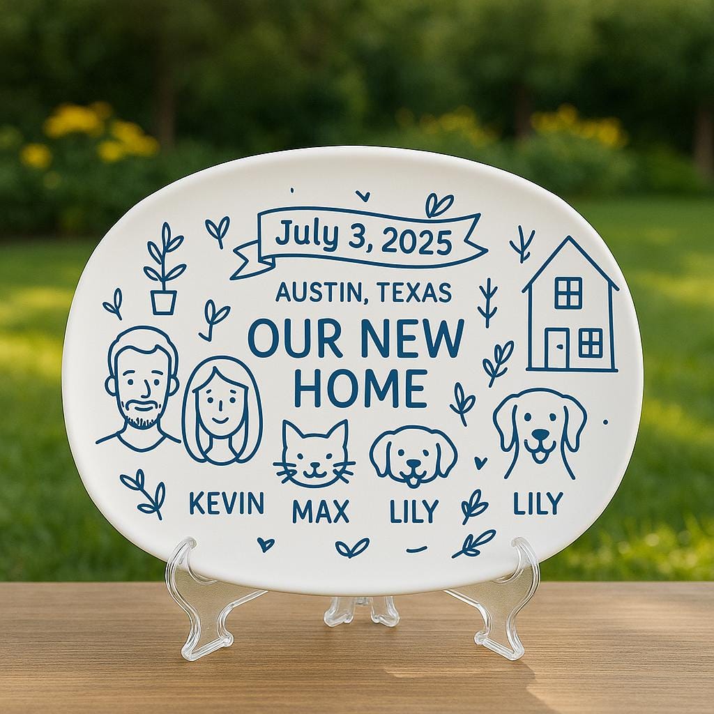Personalized New Home Platter Decor, Customizable Housewarming Keepsake for New Home Gift, Custom Gift for New House Celebration