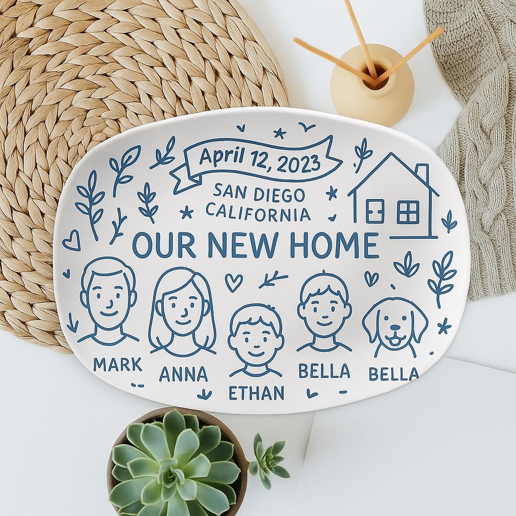Personalized New Home Platter Decor, Customizable Housewarming Keepsake for New Home Gift, Custom Gift for New House Celebration