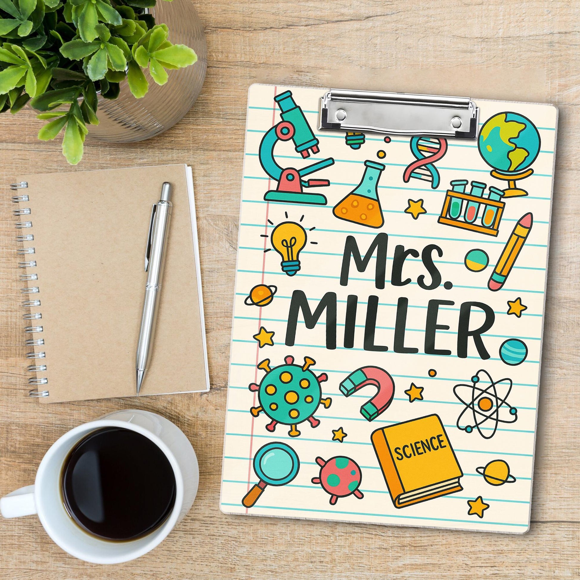 Custom Science Teacher Clipboard, Personalized Name Clipboard for Classroom, Cute STEM Gift for Teachers, Back to School Supply