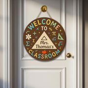 Math Teacher Door Hanger, Welcome Classroom Sign, Personalized Teacher Gift, Back to School Decor, Custom Name Classroom Sign