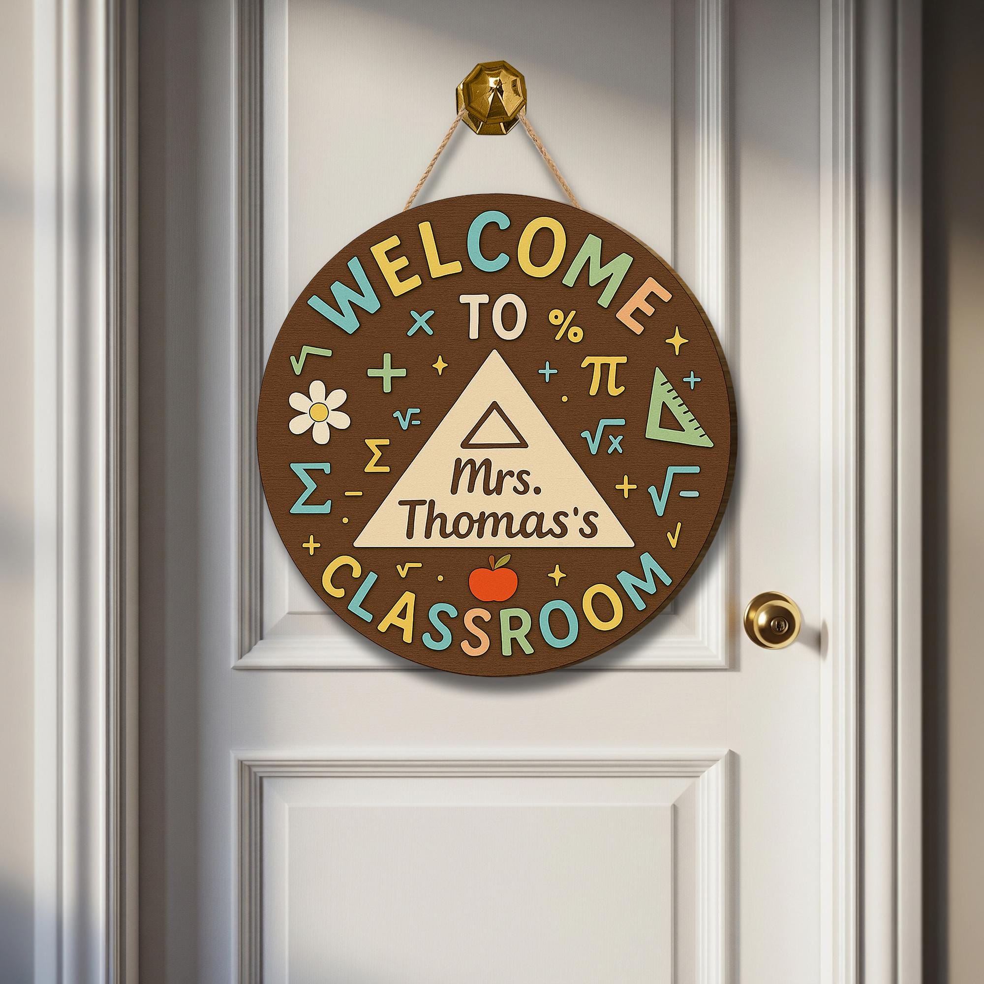 Math Teacher Door Hanger, Welcome Classroom Sign, Personalized Teacher Gift, Back to School Decor, Custom Name Classroom Sign