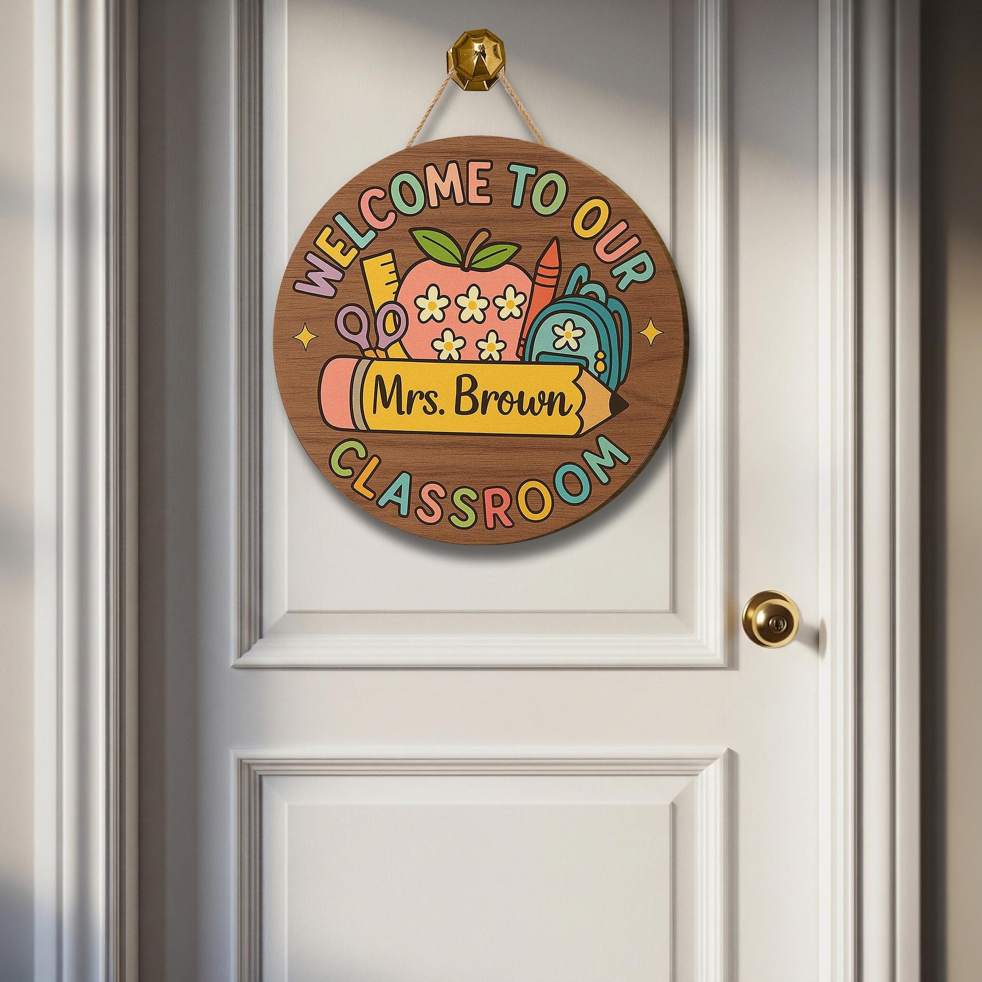 Teacher Door Hanger, Welcome to Our Classroom Sign, Personalized Back to School Decor, Custom Teacher Gift, Classroom Name Sign