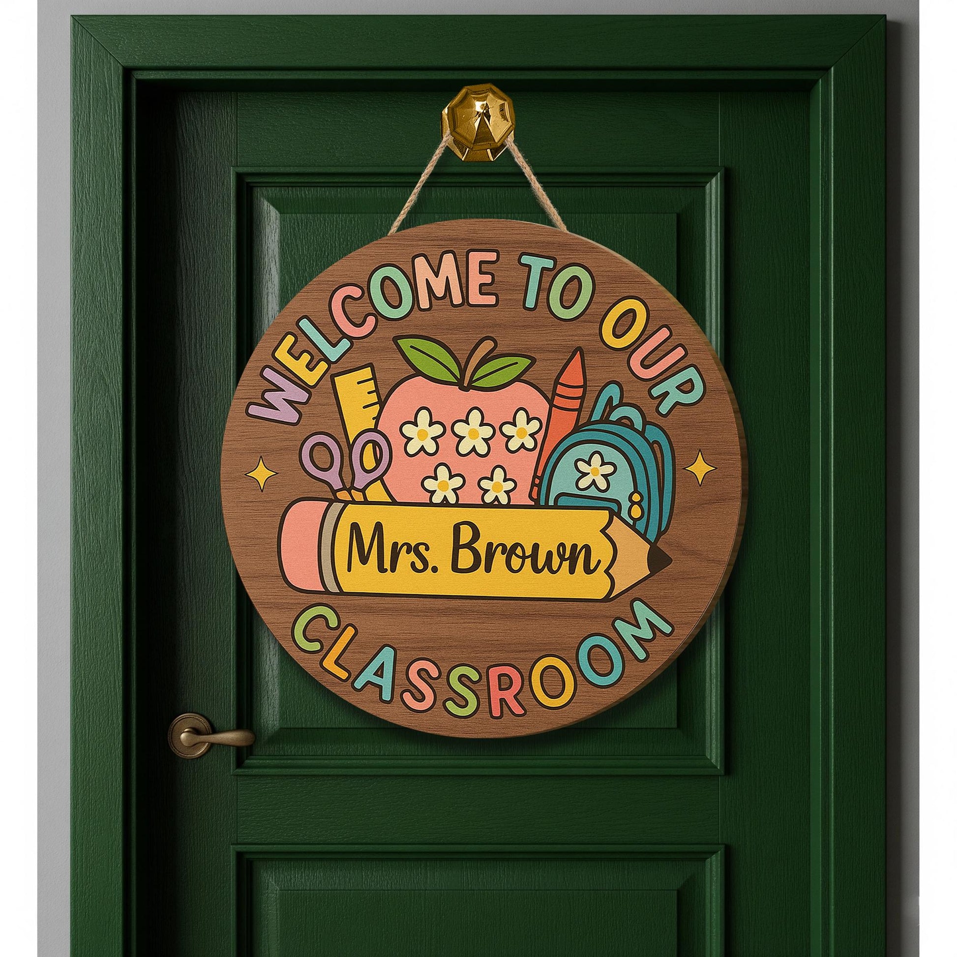 Teacher Door Hanger, Welcome to Our Classroom Sign, Personalized Back to School Decor, Custom Teacher Gift, Classroom Name Sign
