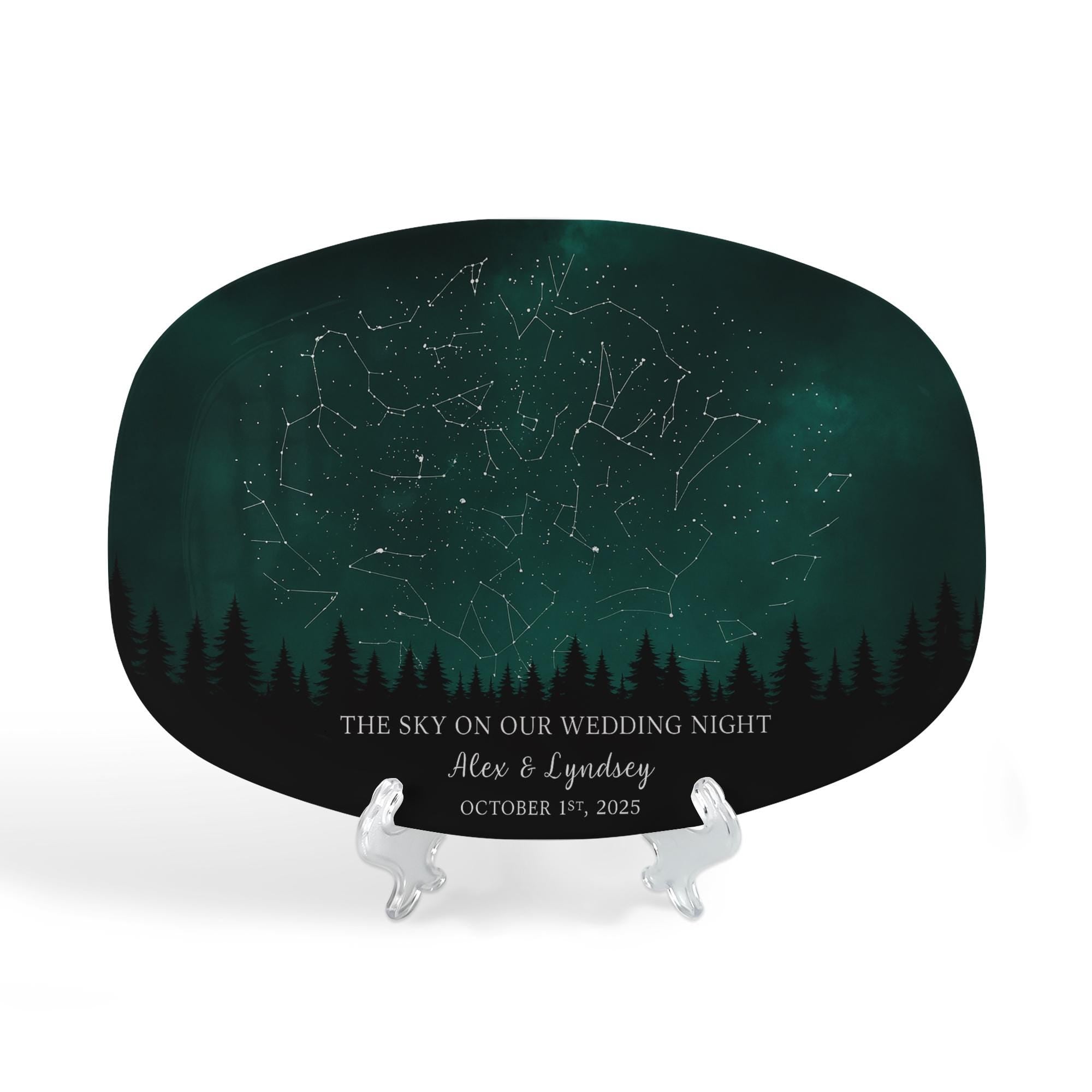 Custom Star Map Wedding Platter, Personalized Night Sky Anniversary Gift, Celestial Couple Keepsake Plate, Romantic Wedding Date DECOR ONLY