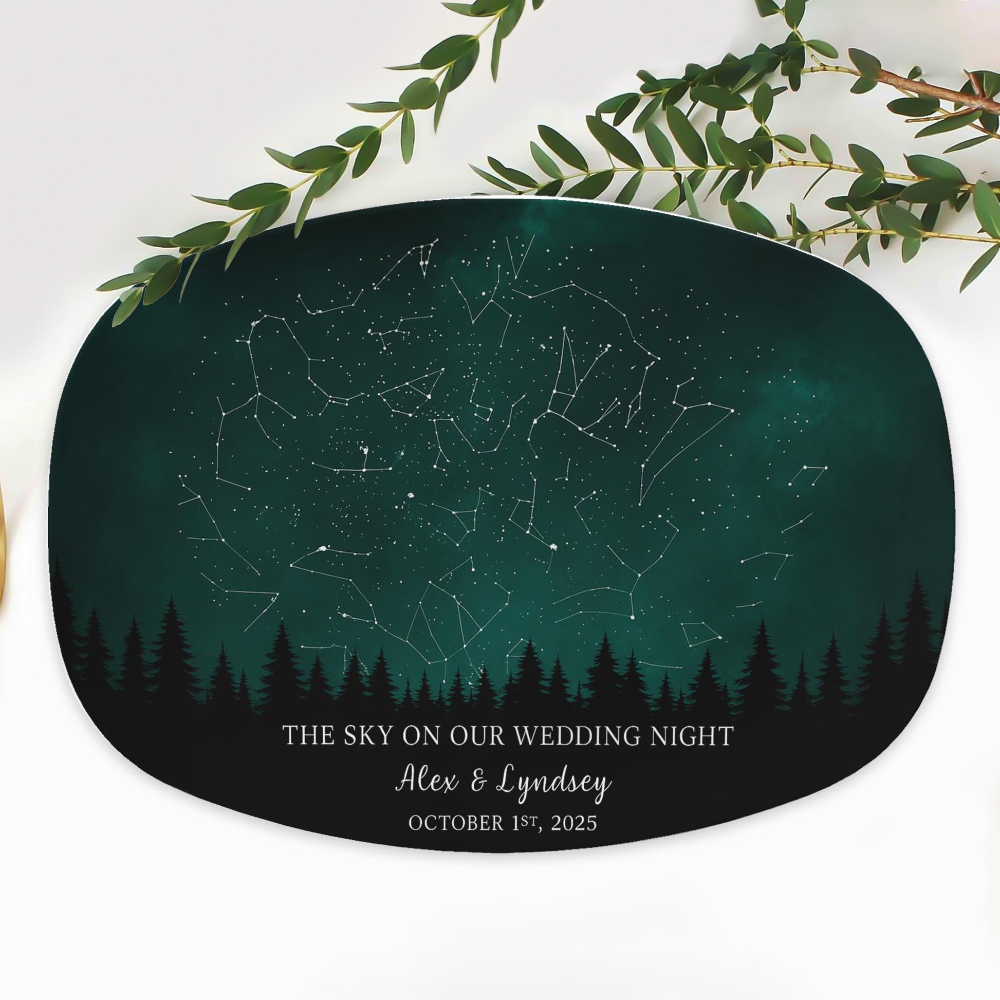 Custom Star Map Wedding Platter, Personalized Night Sky Anniversary Gift, Celestial Couple Keepsake Plate, Romantic Wedding Date DECOR ONLY