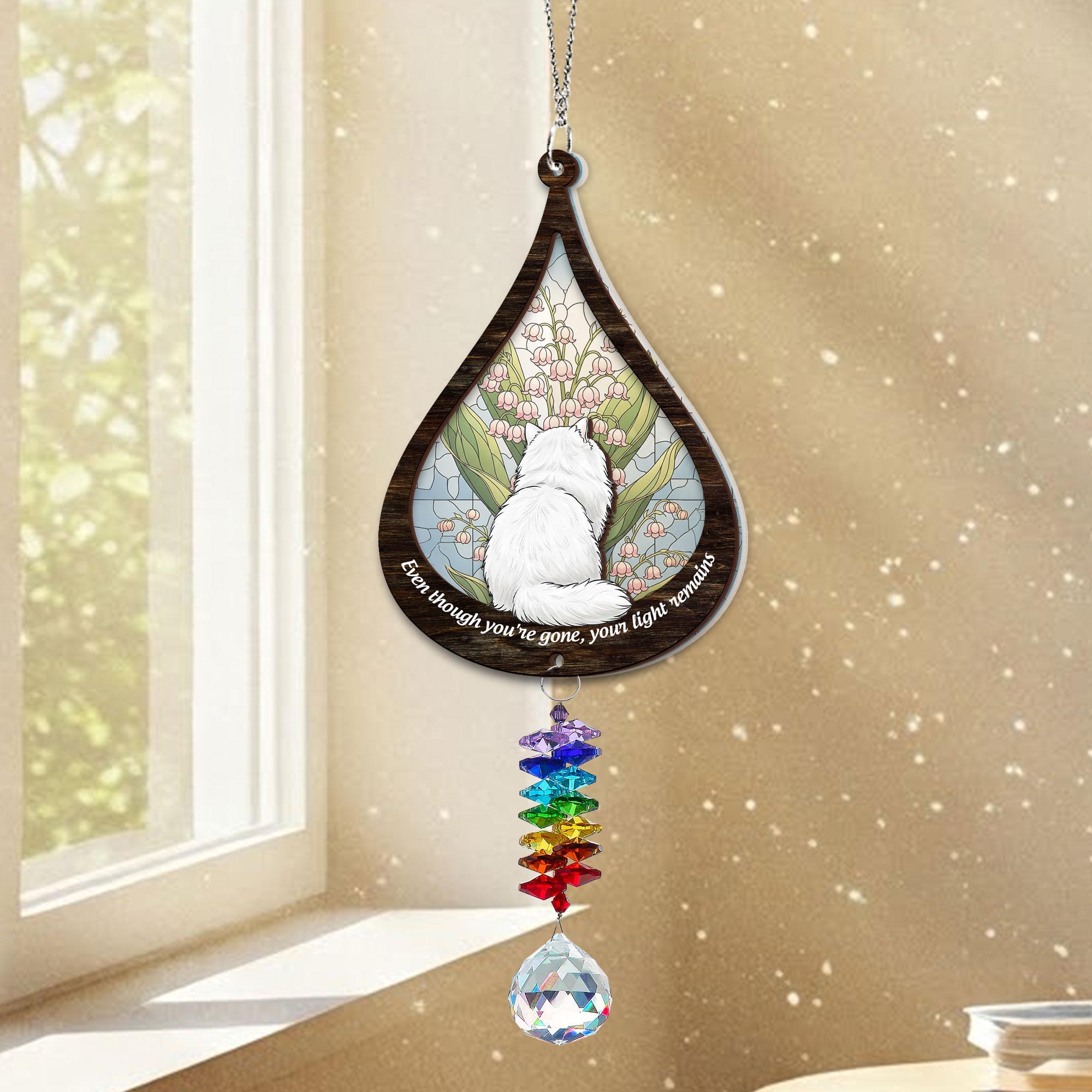 Cat Memorial Sun Catcher – Pet Loss Gift with Quote – Rainbow Bridge Cat Suncatcher – In Memory of Cat Sympathy Gift – Remembrance Decor