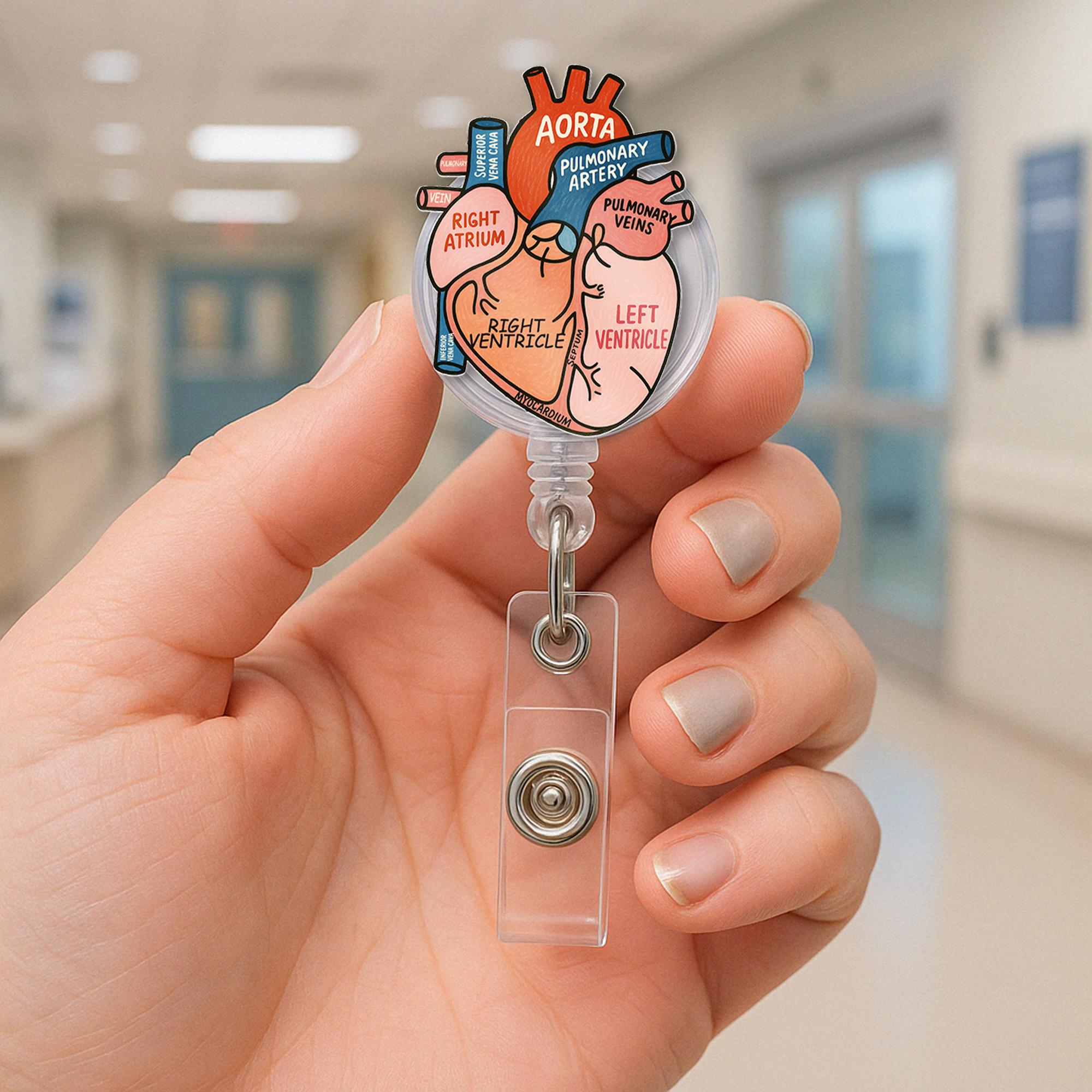 Anatomical Heart Badge Reel, Medical ID Holder, Cute Nurse RN Clip, Hospital Lanyard, Cardiology Student Gift, Doctor Accessory