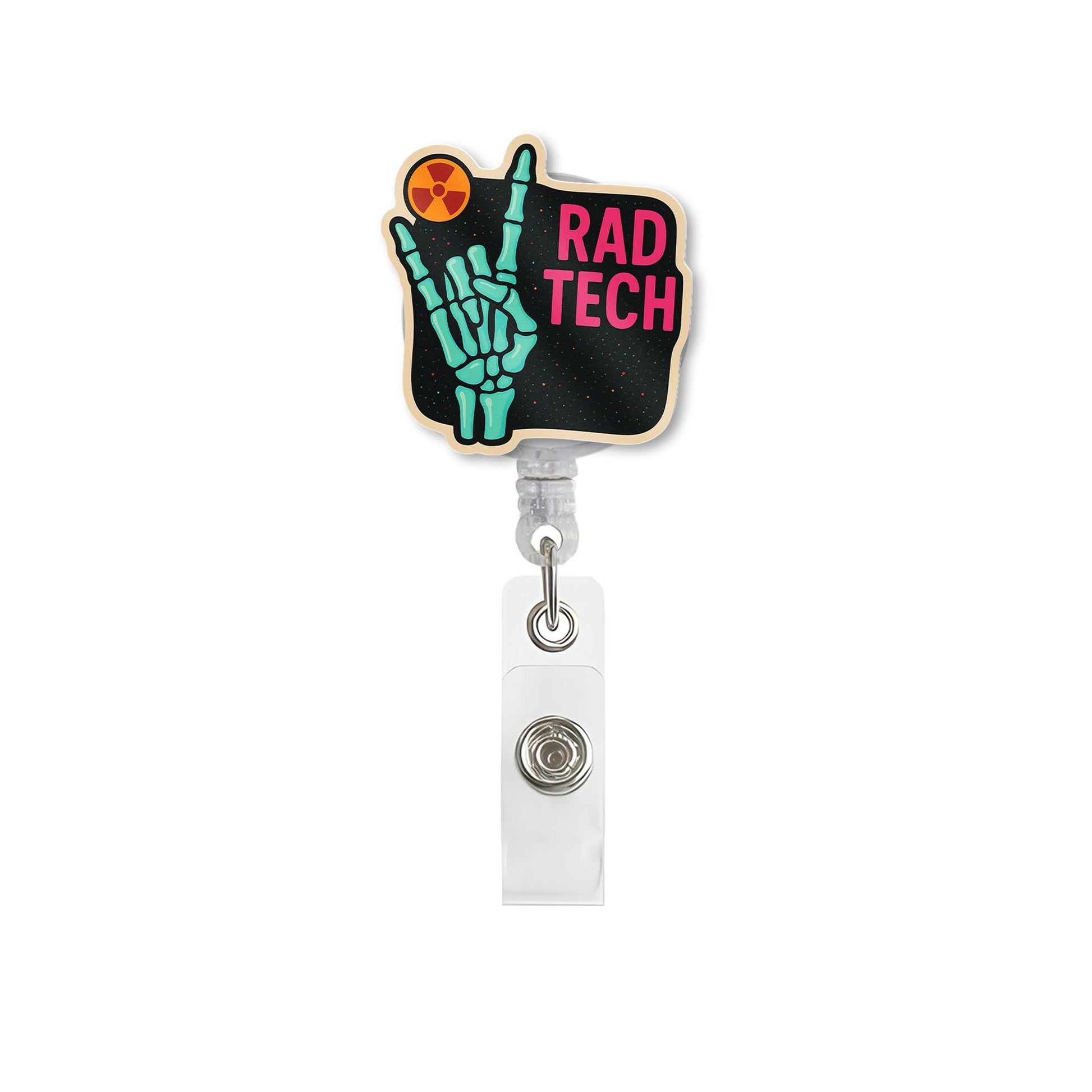 Rad Tech Badge Reel, Xray Tech ID Holder, Radiology Skeleton Clip, Funny Medical Badge, Radiologic Tech Gift, RT Badge Accessory