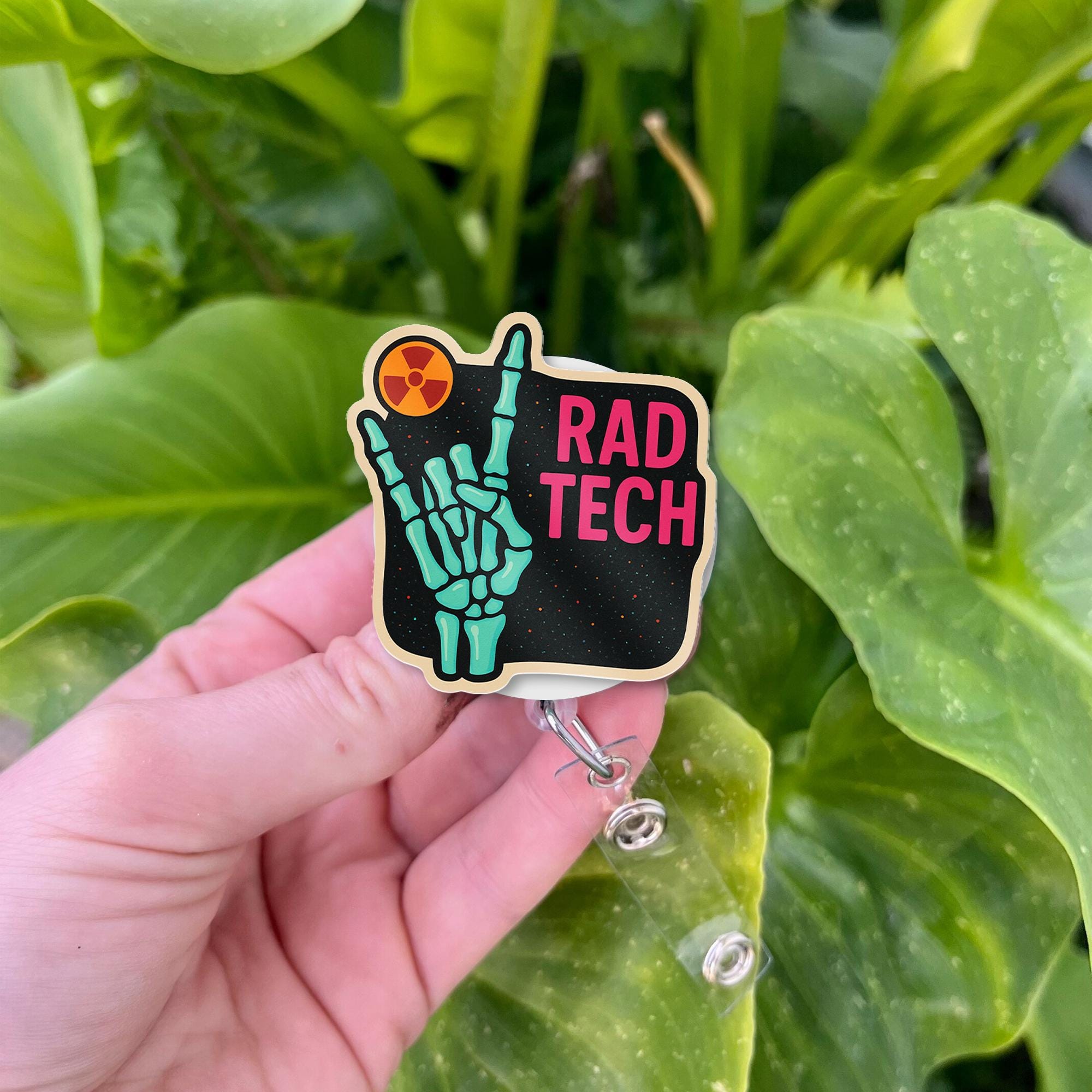 Rad Tech Badge Reel, Xray Tech ID Holder, Radiology Skeleton Clip, Funny Medical Badge, Radiologic Tech Gift, RT Badge Accessory
