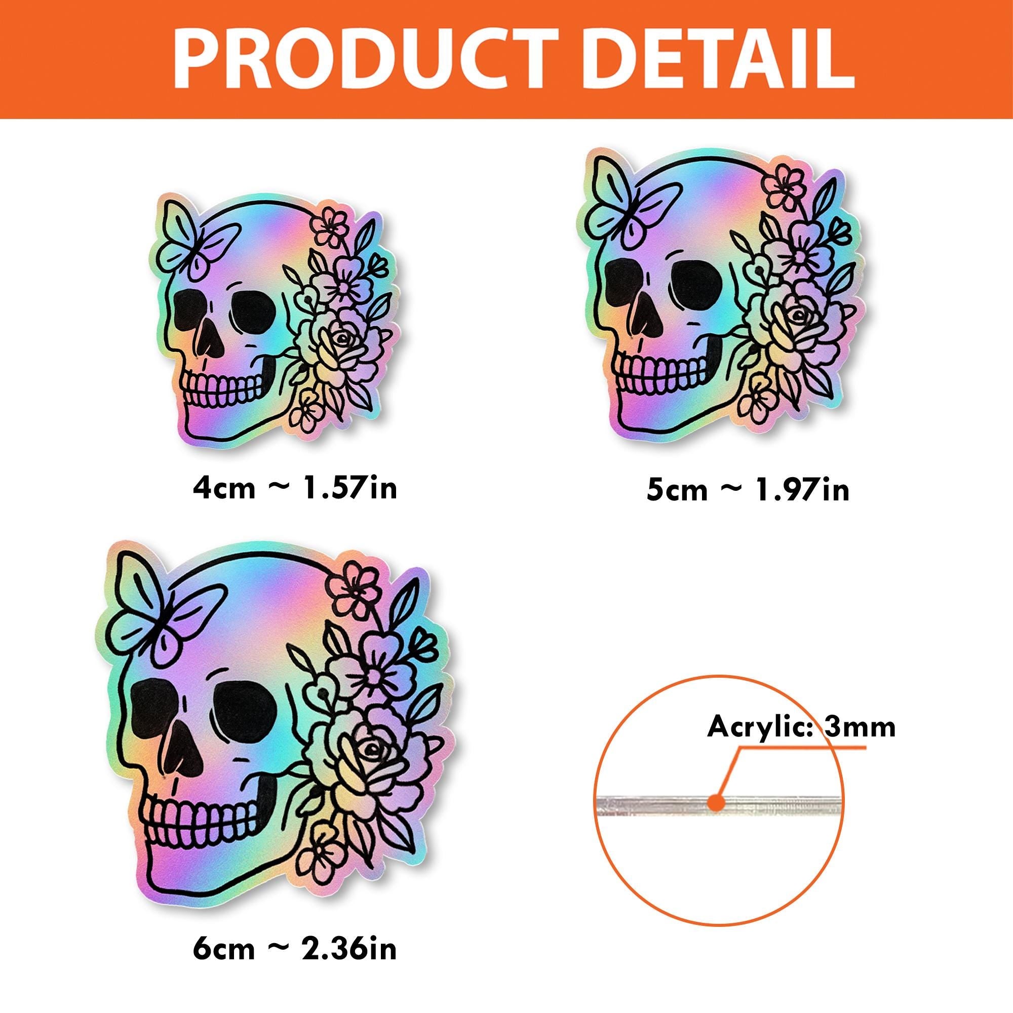 Rainbow Skull Badge Reel, Faux Holographic Floral ID Holder, Cute Nurse Clip, Goth RN Accessory, Day of the Dead Gift, Medical Badge