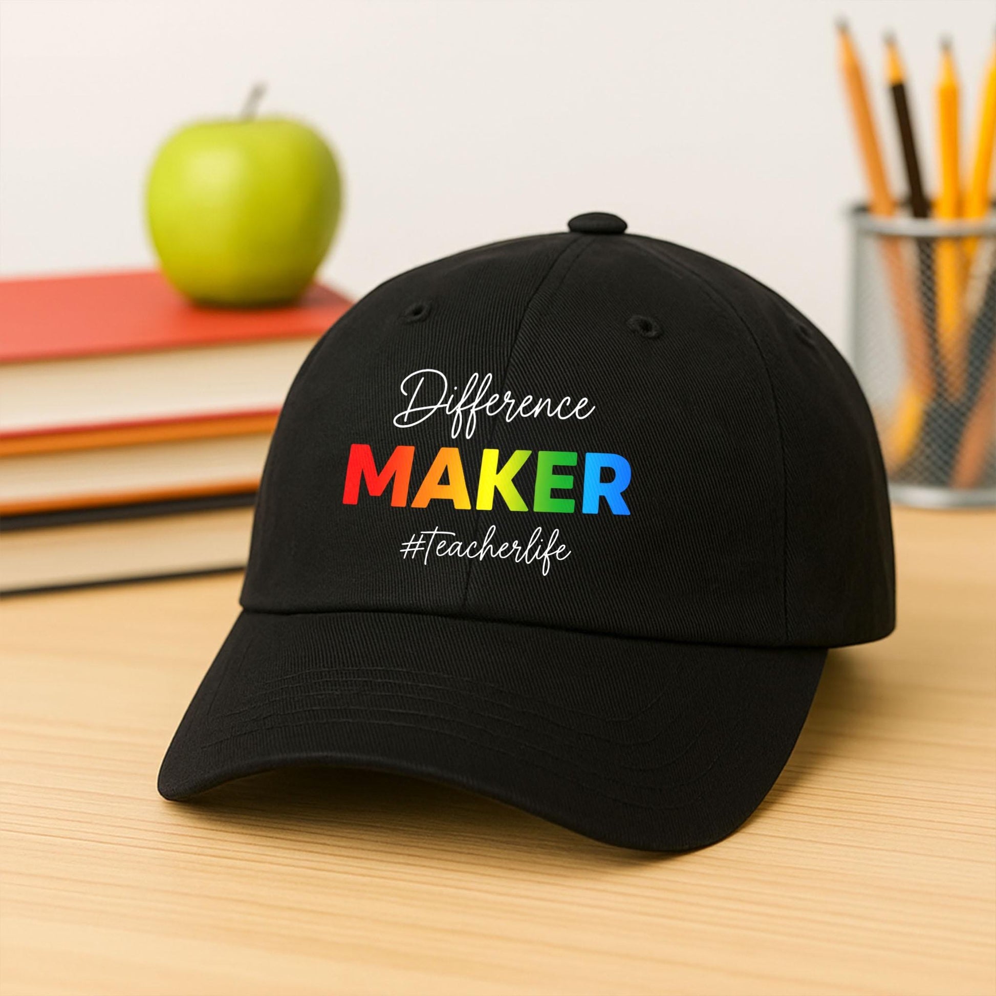 Teacher Life Hat, Difference Maker Baseball Cap, Rainbow Educator Gift, Inspirational Teacher Hat, Back to School Apparel