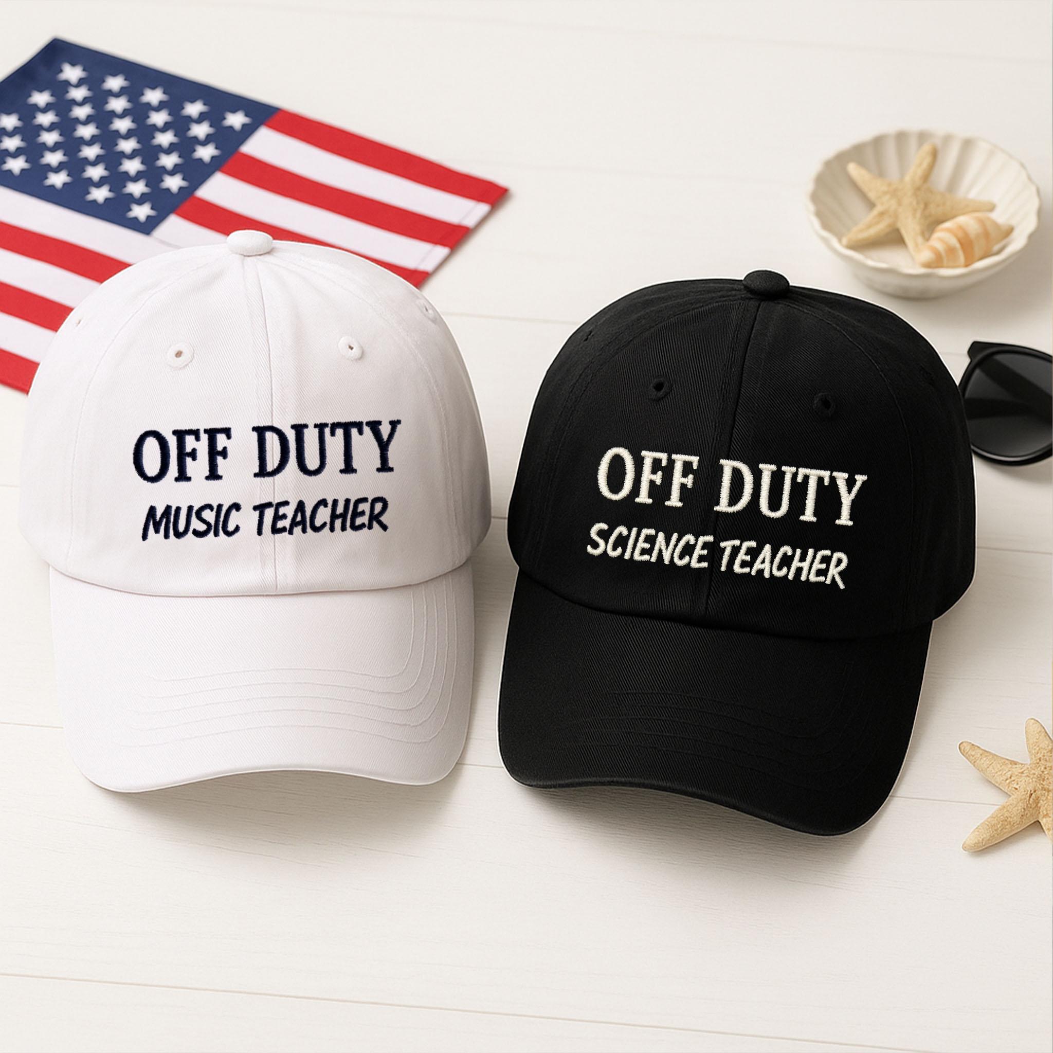 Off Duty Maths Teacher Embroidery Hat, Funny Summer Teacher Cap, End of School Year Gift, Educator Vacation Hat, Math Teacher Beach Hat