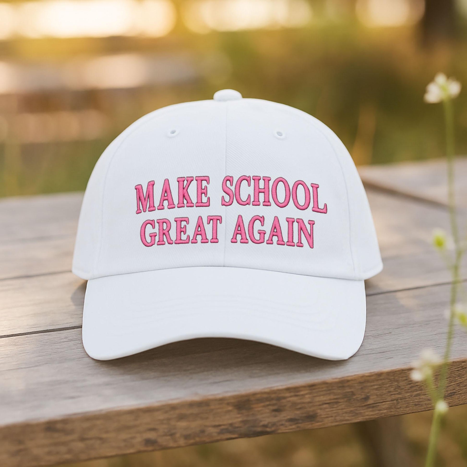 Make School Great Again Embroidered  Hat, Funny Teacher Baseball Cap, Pink Lettering Educator Gift, Back to School Cap, School Reform Hat