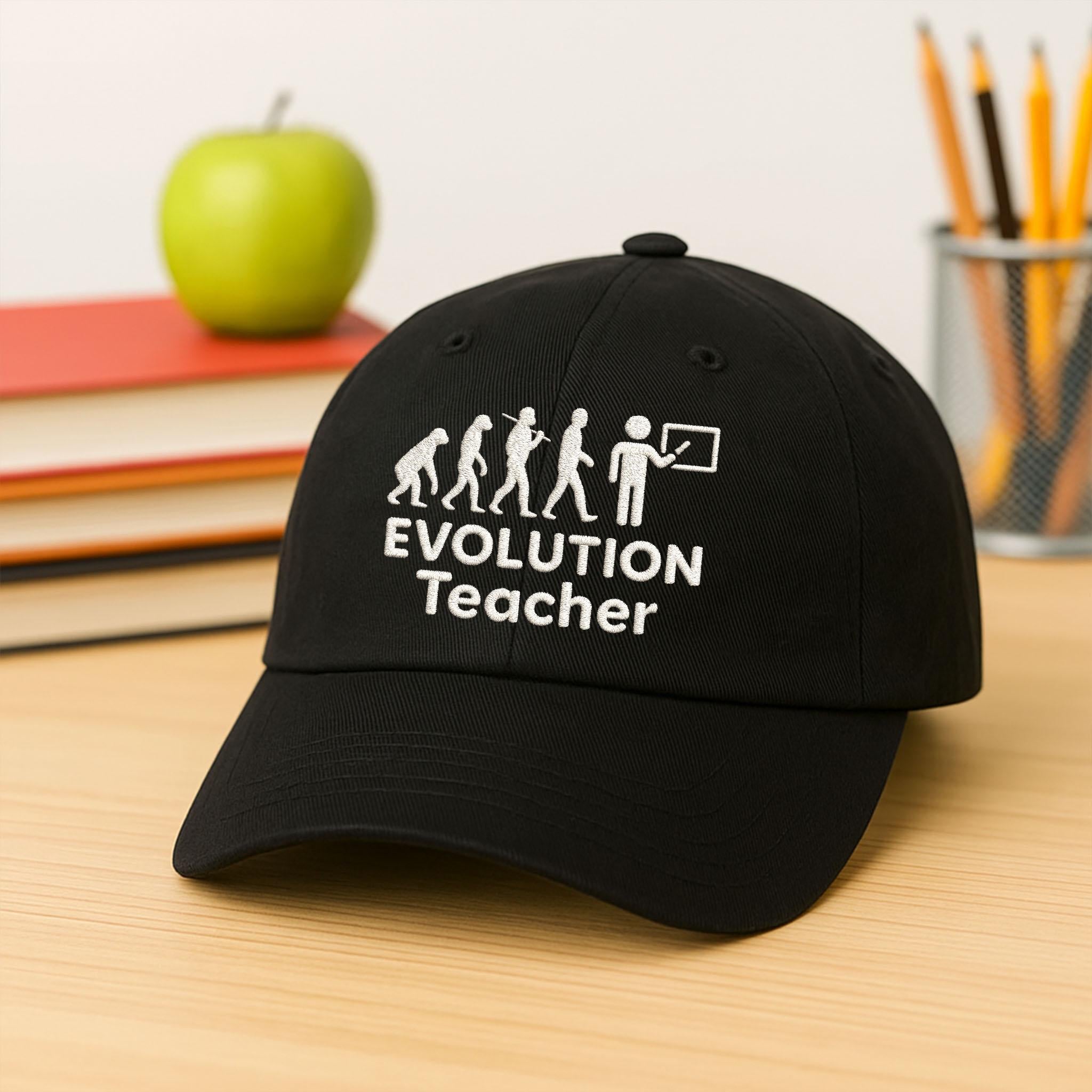 Evolution Teacher Hat, Embroidered Science Cap, Funny Biology Gift, STEM Educator Hat, High School Teacher Apparel, Nerdy Teacher Cap