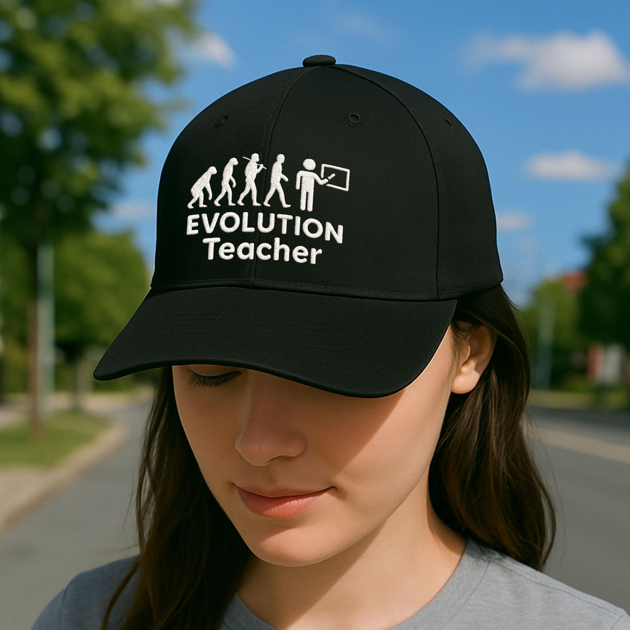 Evolution Teacher Hat, Embroidered Science Cap, Funny Biology Gift, STEM Educator Hat, High School Teacher Apparel, Nerdy Teacher Cap