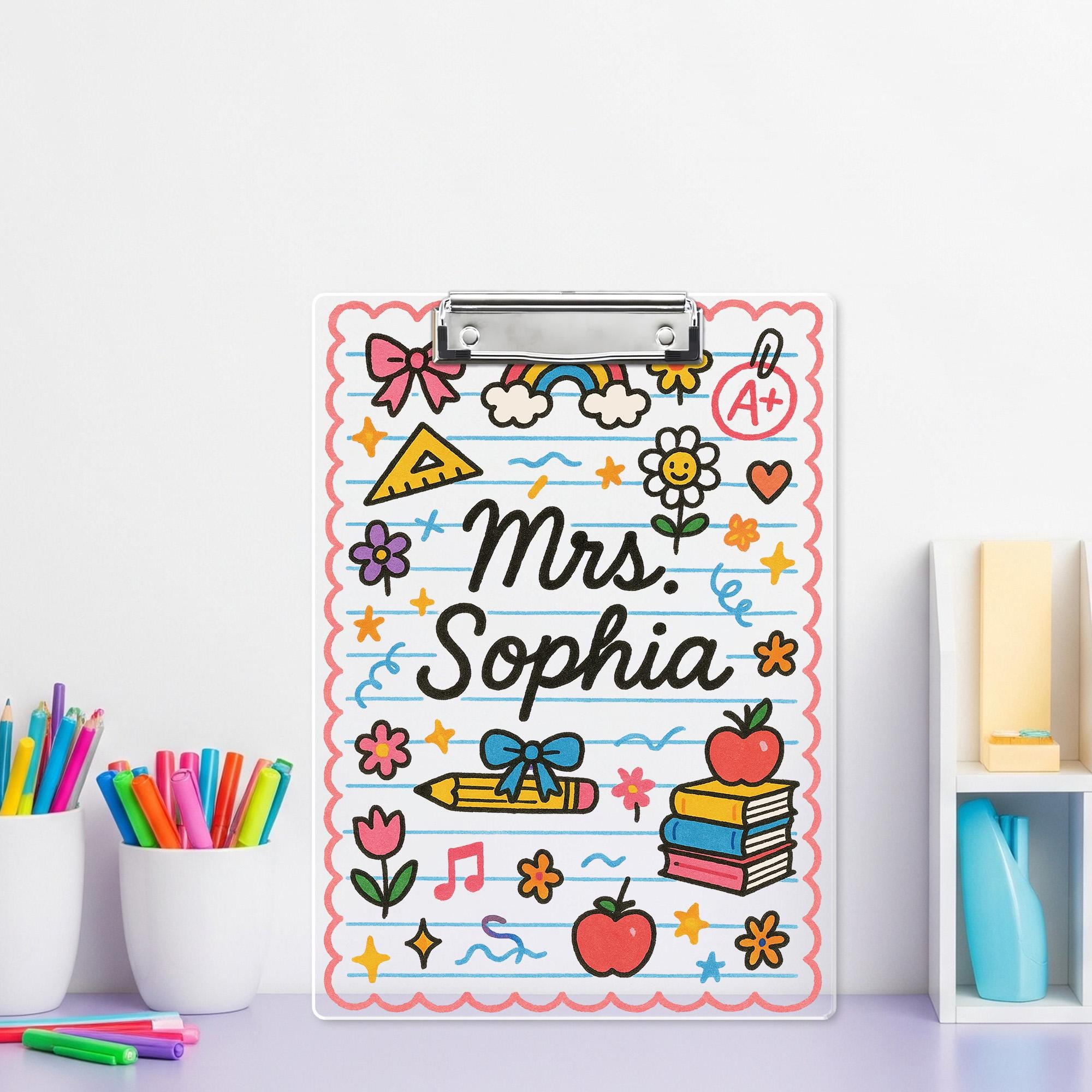 Personalized Teacher Clipboard, Cute School Supplies Gift, Custom Name Clipboard for Classroom, Gift for Educator, Back To School Gif