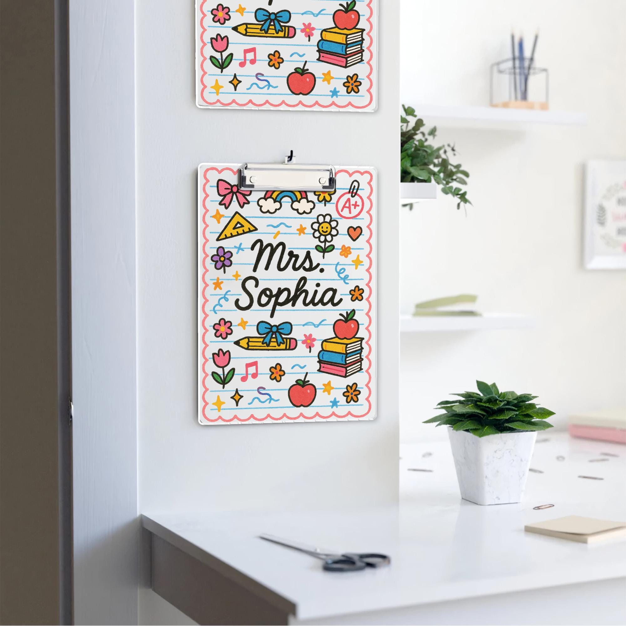 Personalized Teacher Clipboard, Cute School Supplies Gift, Custom Name Clipboard for Classroom, Gift for Educator, Back To School Gif