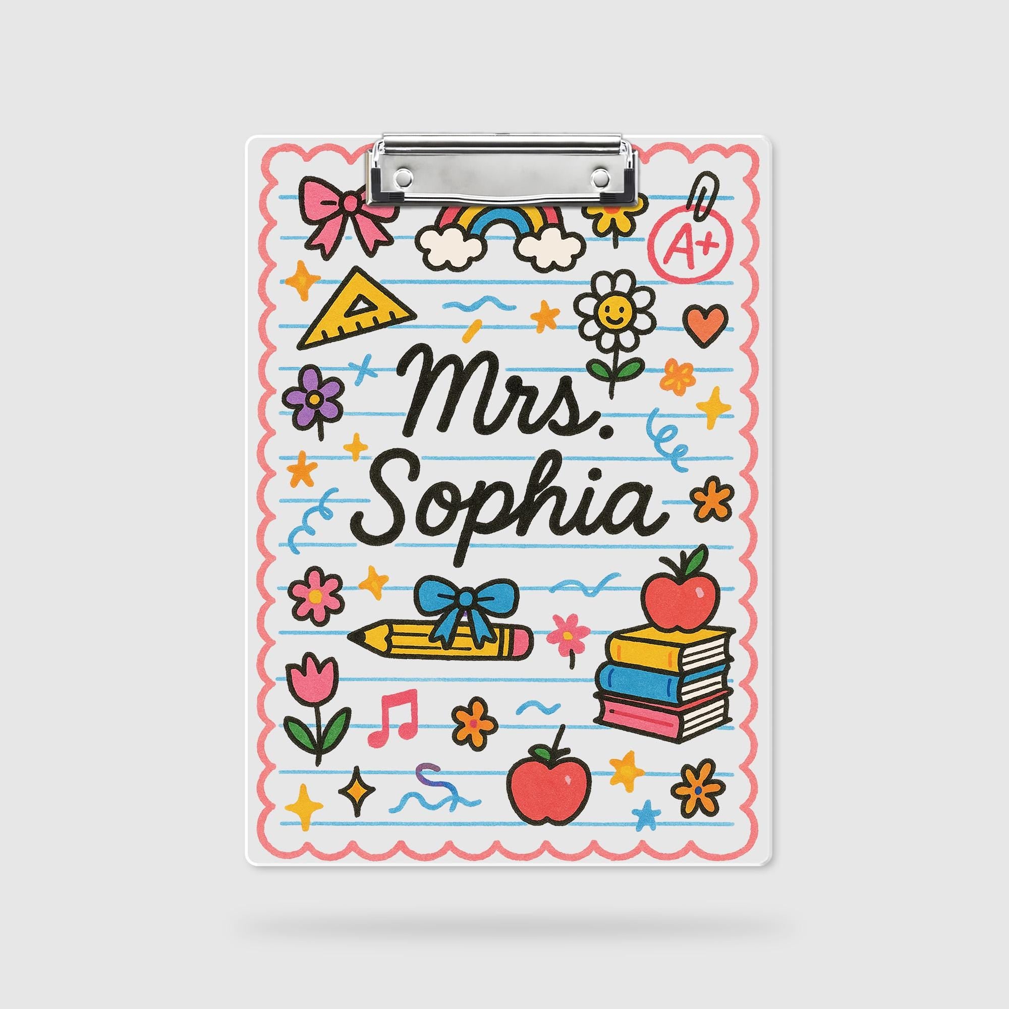 Personalized Teacher Clipboard, Cute School Supplies Gift, Custom Name Clipboard for Classroom, Gift for Educator, Back To School Gif