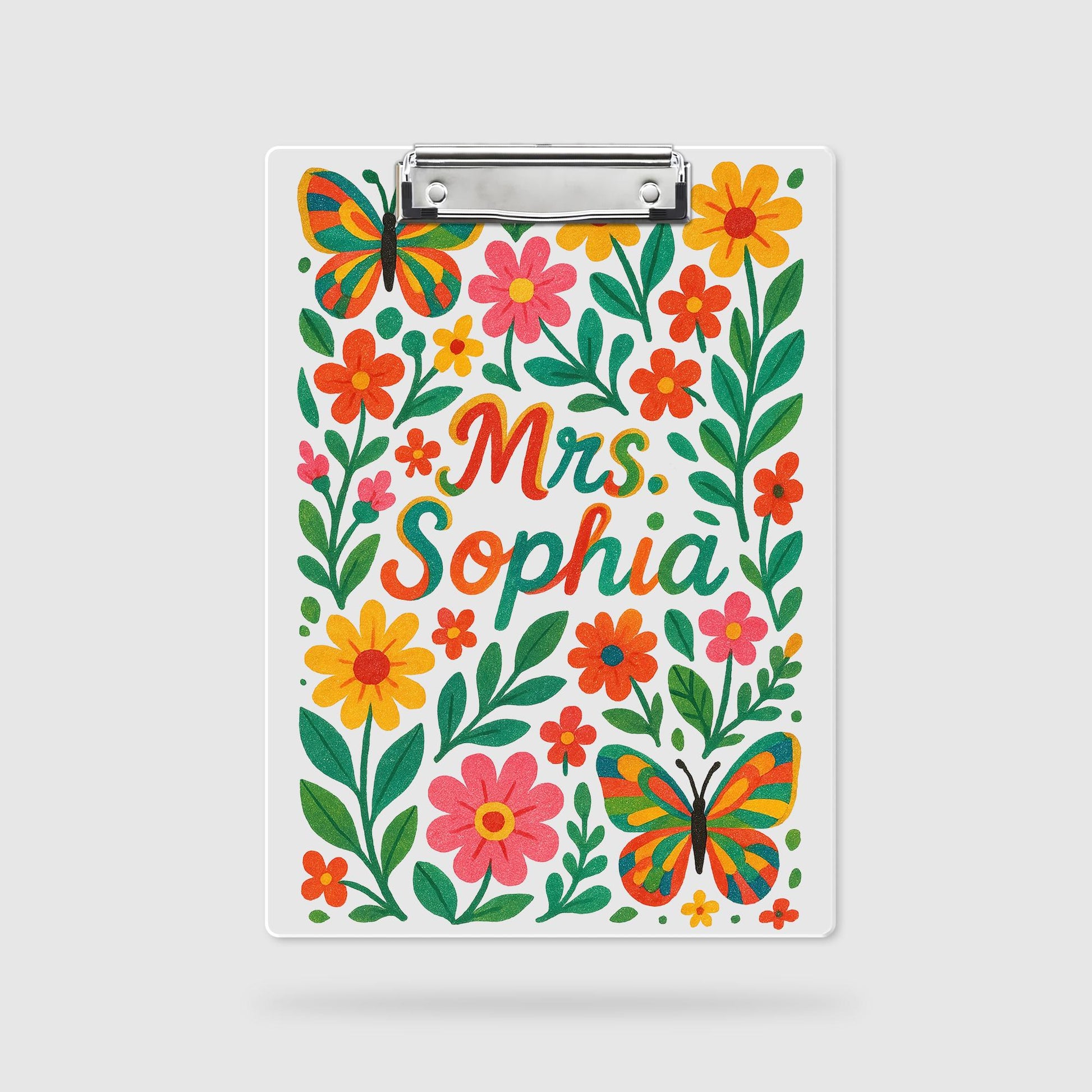 Floral Teacher Clipboard, Custom Name Clipboard Gift, Butterfly Clipboard for Teacher, Personalized Classroom Accessory, Back To school gift