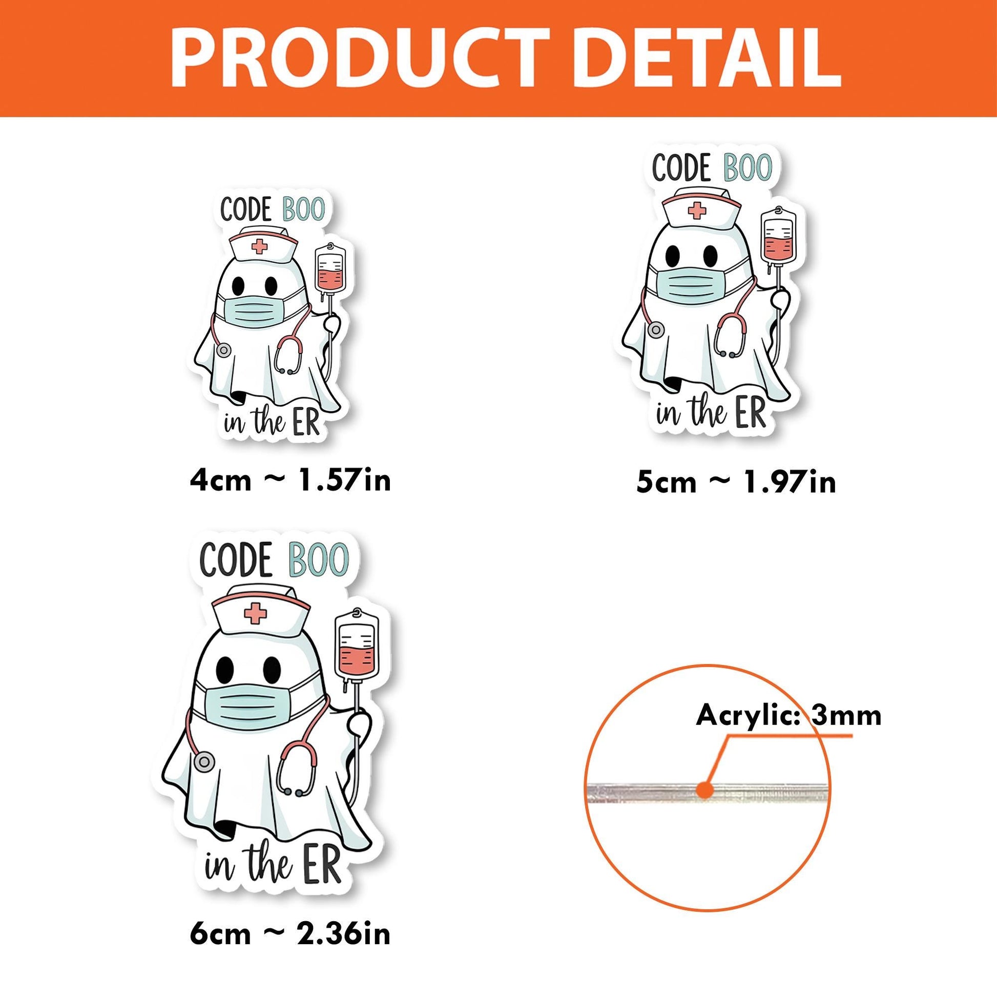 Code Boo ER Nurse Badge Reel - Cute Ghost Halloween Retractable ID Holder, Funny Medical Badge for rn, cna, Doctor, or Hospital Staff