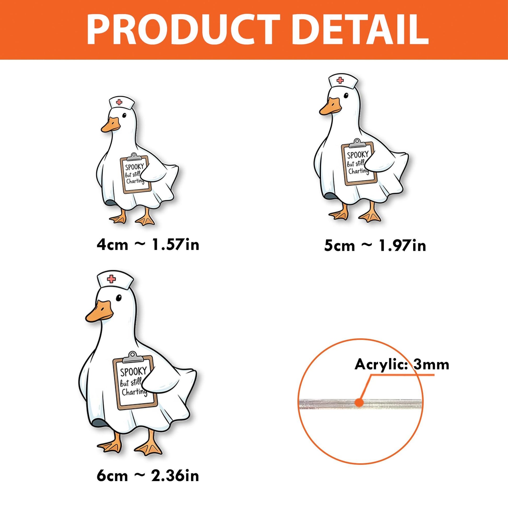 Spooky but Still Charting Duck Badge Reel - Funny Halloween Nurse ID Holder, Ghost Goose RN CNA Clip for Medical and Hospital Staff