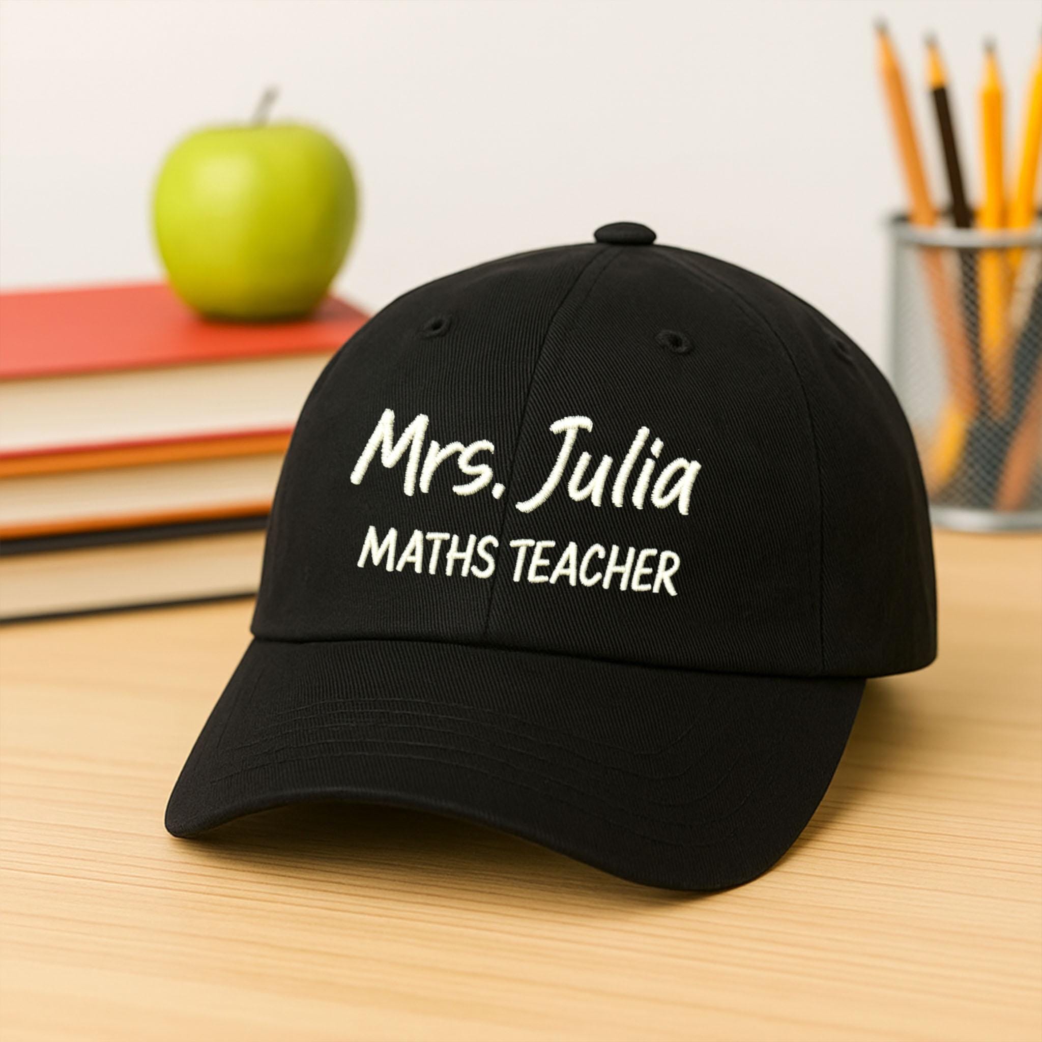 Personalized Embroidered Teacher Hat, Custom Name Cap for Teacher, Embroidered Baseball Cap, Gift for Teacher, Custom Teacher Gift