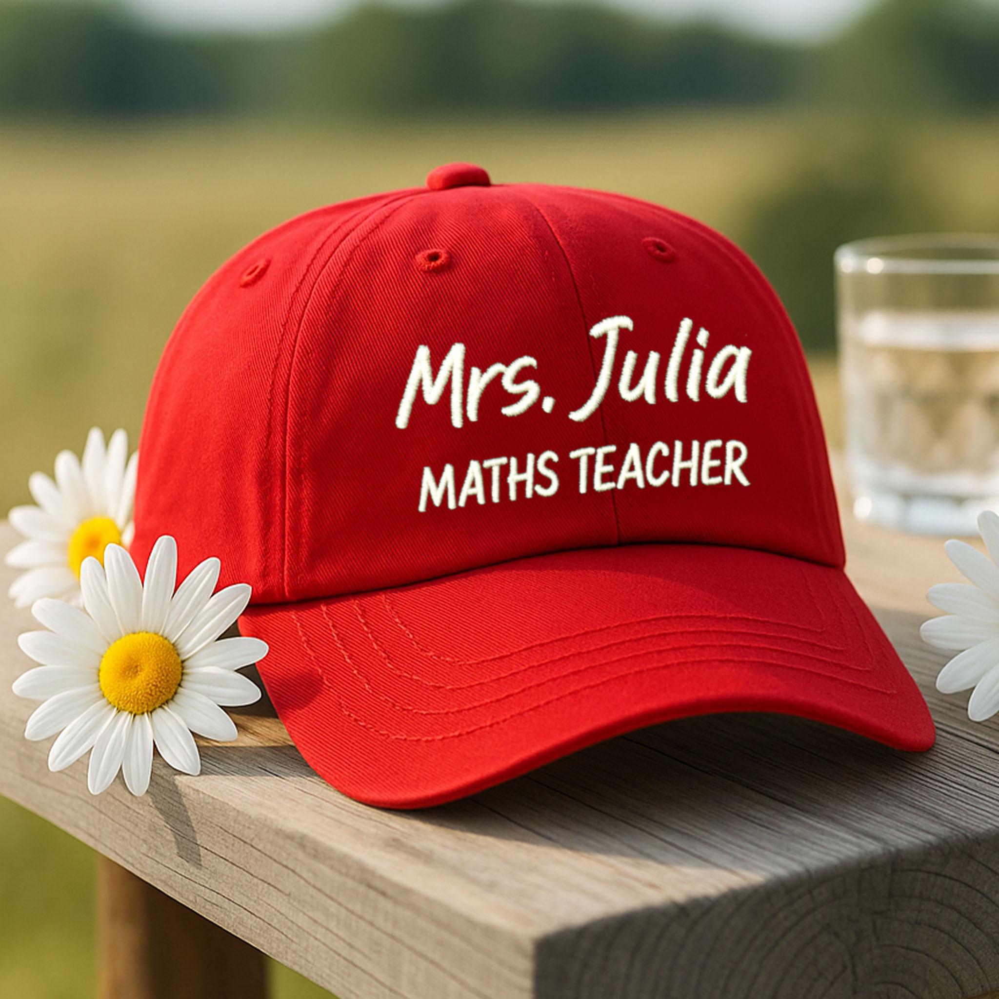 Personalized Embroidered Teacher Hat, Custom Name Cap for Teacher, Embroidered Baseball Cap, Gift for Teacher, Custom Teacher Gift