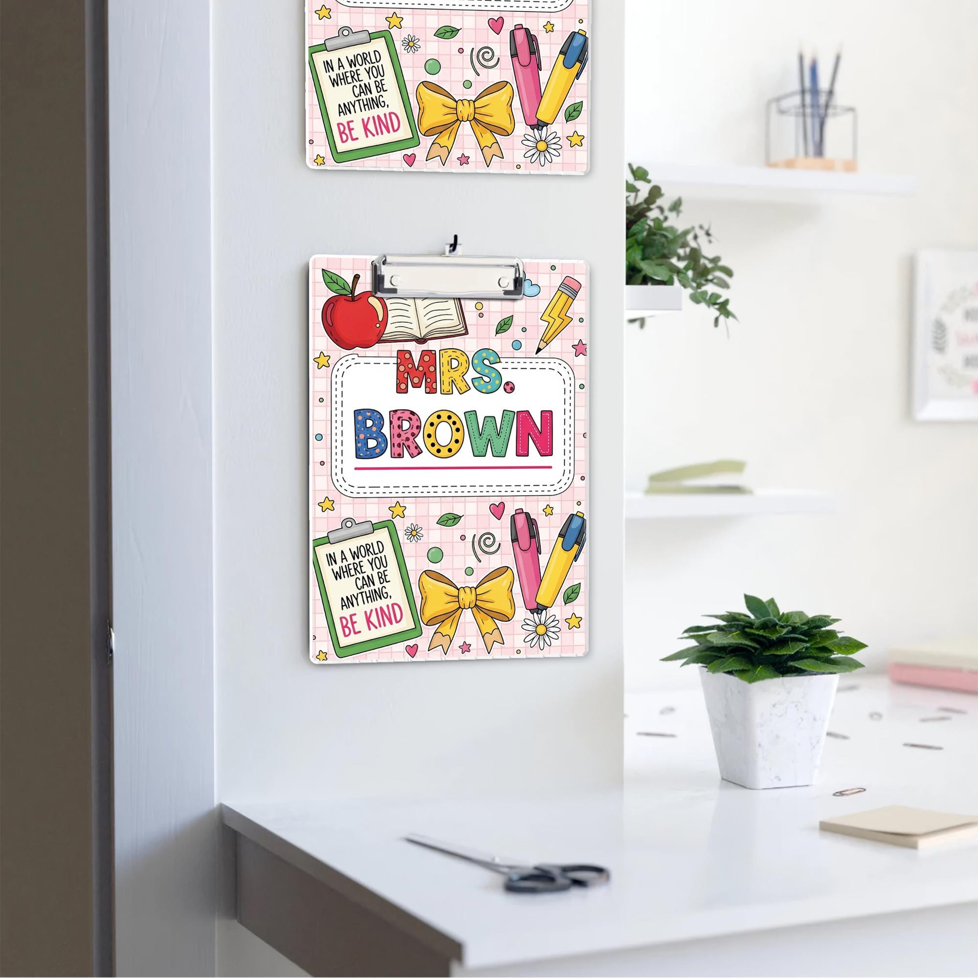 Be Kind Teacher Clipboard, Custom Name Clipboard, Cute Classroom Gift, Colorful School Supplies for Educators, Back To School Gift