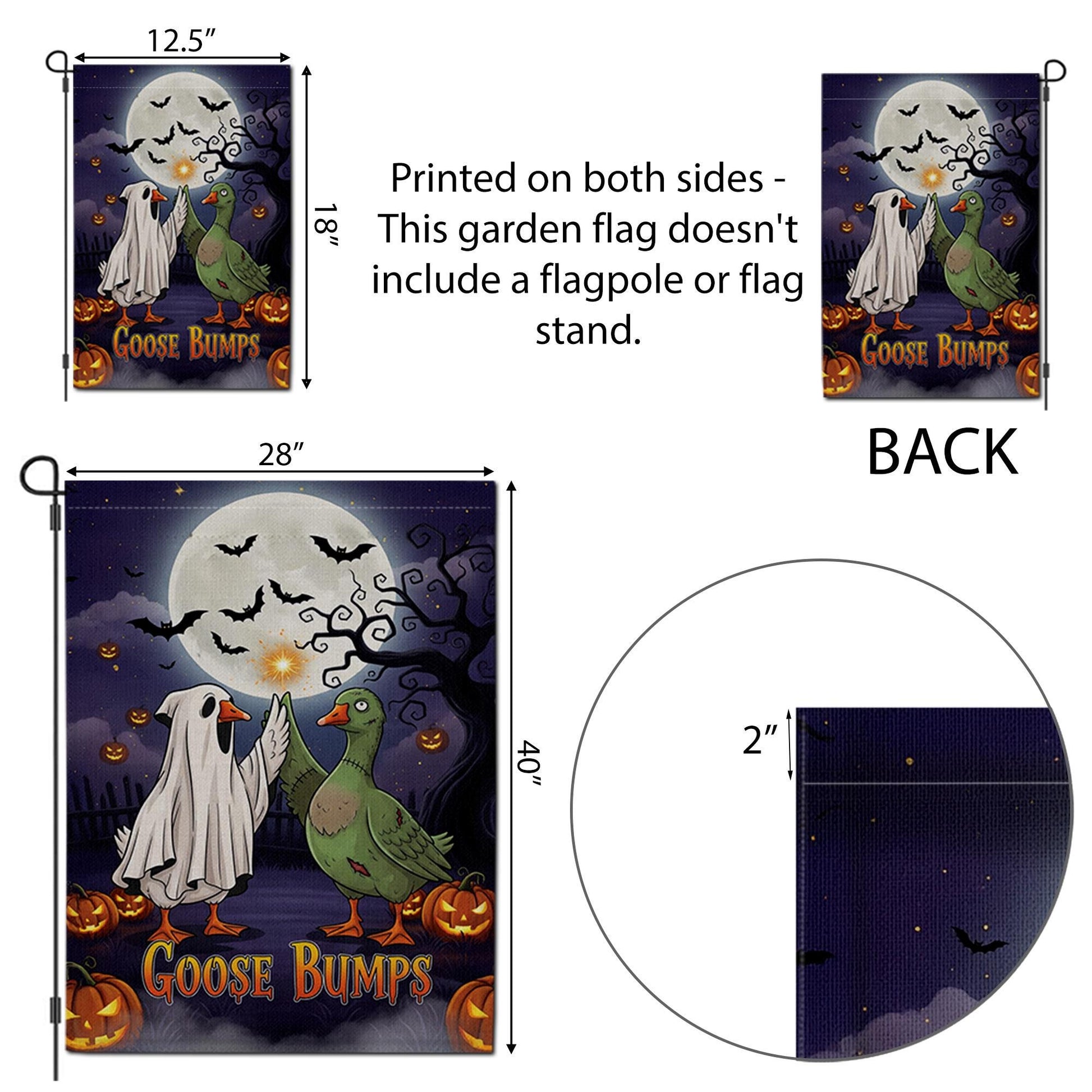 Funny Goose Halloween Garden Flag – Goose Bumps Outdoor Fall Decor, Spooky Cute Goose Yard Flag, Trick or Treat Sign, Ghost Duck Banner