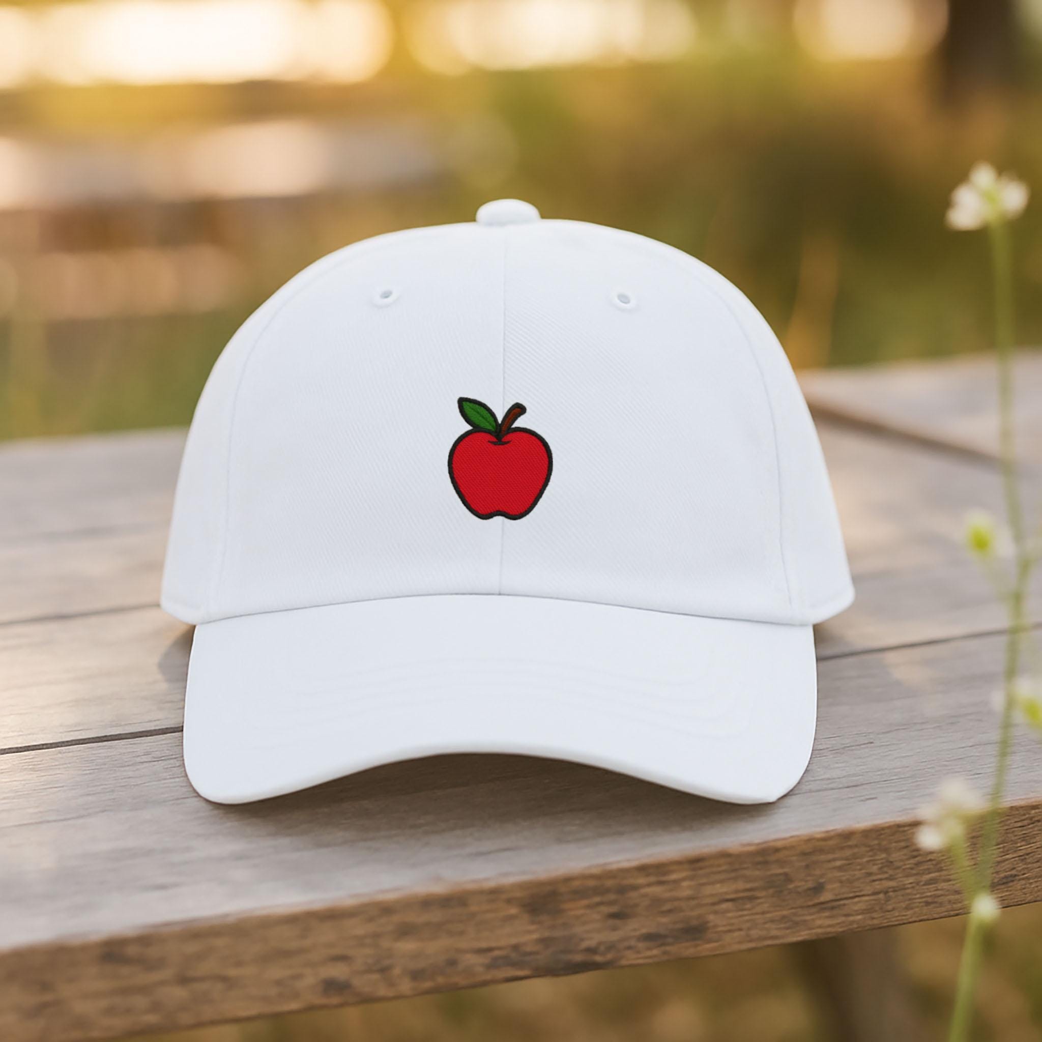 Minimalist Teacher Hat, Red Apple Embroidered Cap, Teacher Appreciation Gift, White or Black Baseball Hat, Back to School Hat