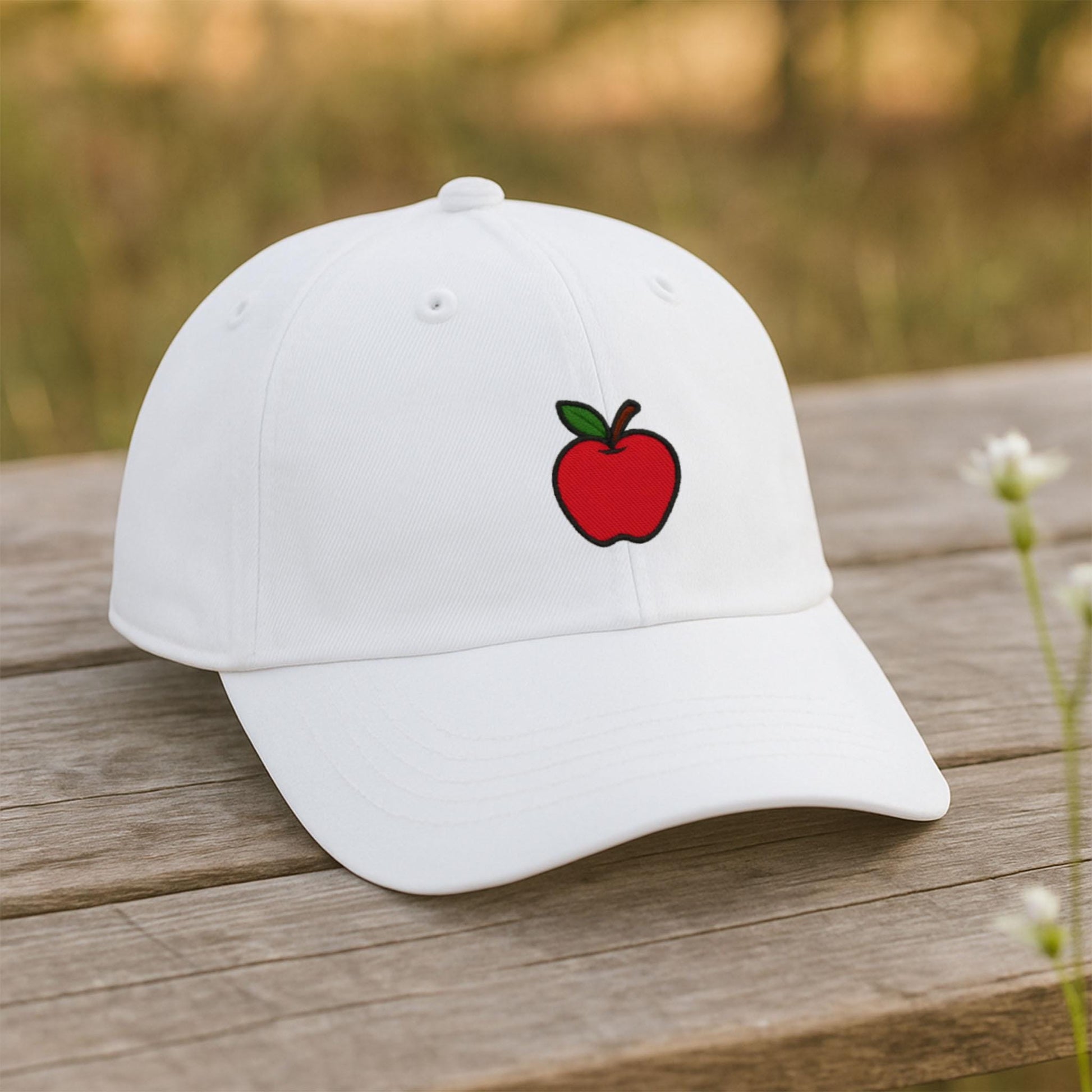 Minimalist Teacher Hat, Red Apple Embroidered Cap, Teacher Appreciation Gift, White or Black Baseball Hat, Back to School Hat