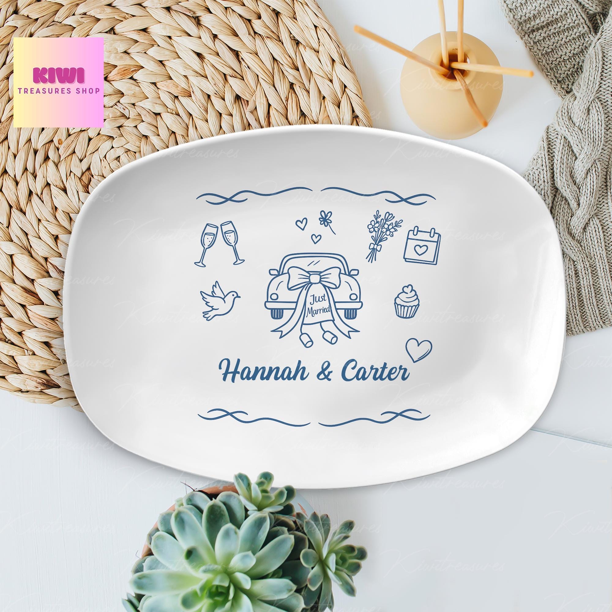 Custom Wedding Platter, Personalized Just Married Plate with Names & Date, Engagement Gift, Bridal Shower Keepsake, Newlywed DECOR ONLY