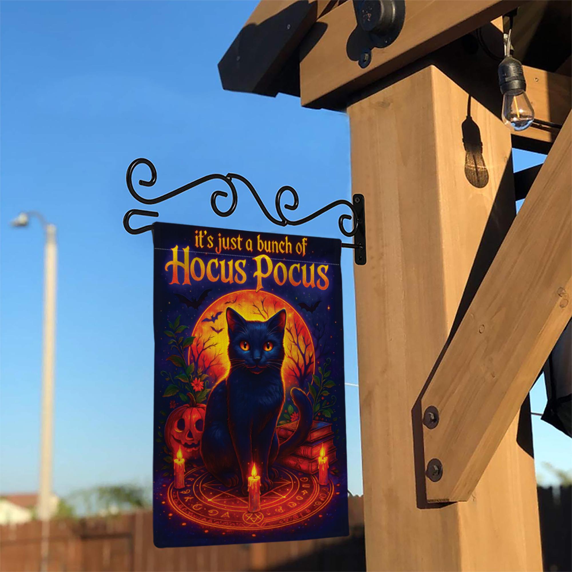Hocus Pocus Garden Flag, Black Cat Halloween Decor, Thackery Binx Witchy Yard Art, Spooky Outdoor Banner, Just a Bunch of Hocus Pocus
