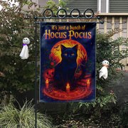 Hocus Pocus Garden Flag, Black Cat Halloween Decor, Thackery Binx Witchy Yard Art, Spooky Outdoor Banner, Just a Bunch of Hocus Pocus