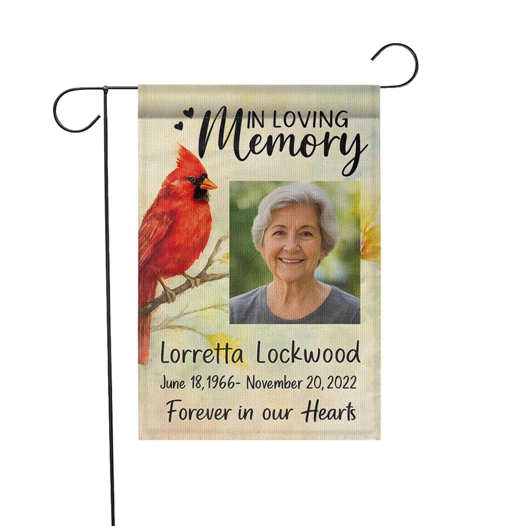 Personalized Cardinal Memorial Garden Flag, Custom Photo Sympathy Gift for Loss of Loved One, Cemetery Decoration, Bereavement Gift