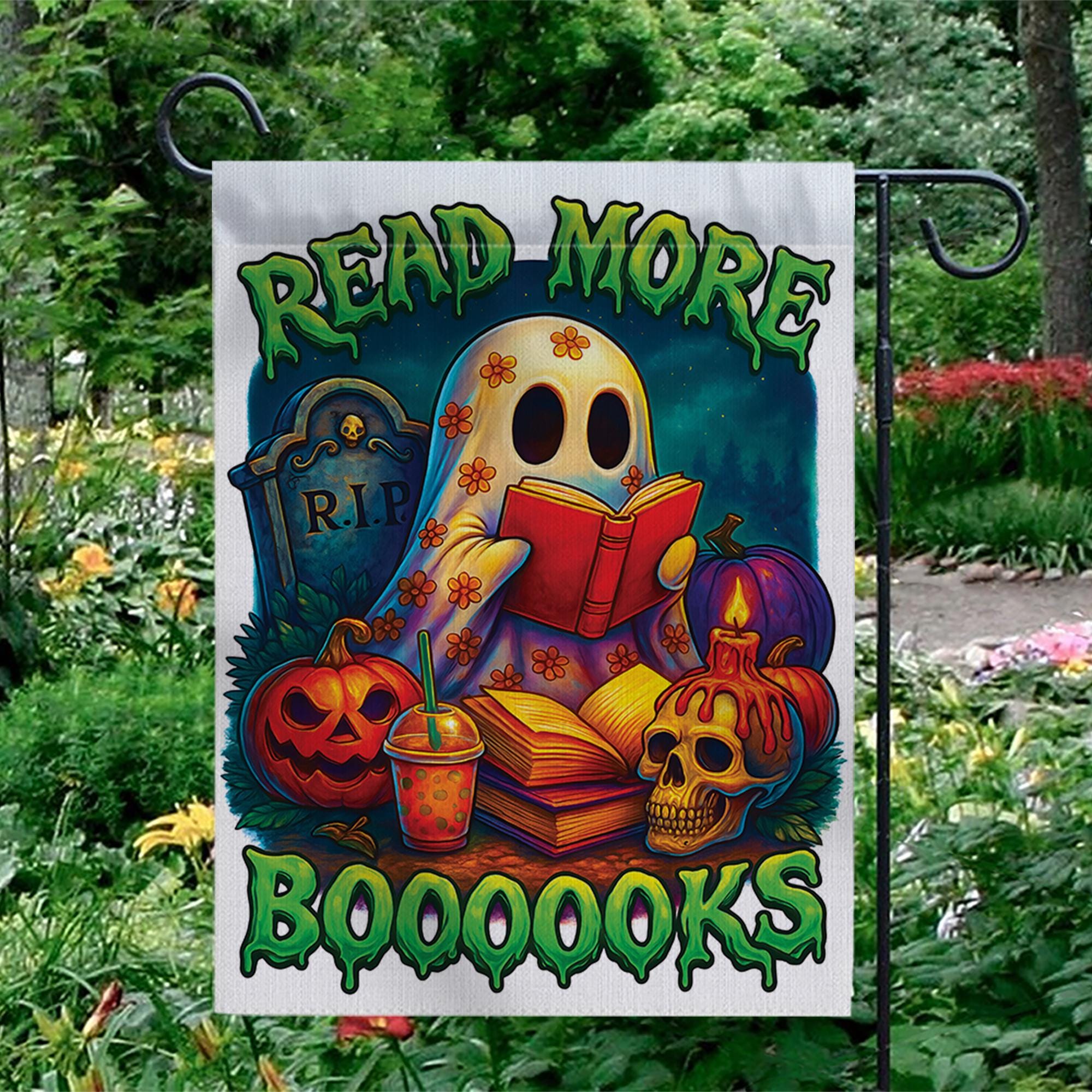 Read More Boooooks Ghost Flag, Spooky Book Lover Halloween Decor, Cute Reading Ghost Yard Art, Bookworm Gift for Librarian, Fall Decor
