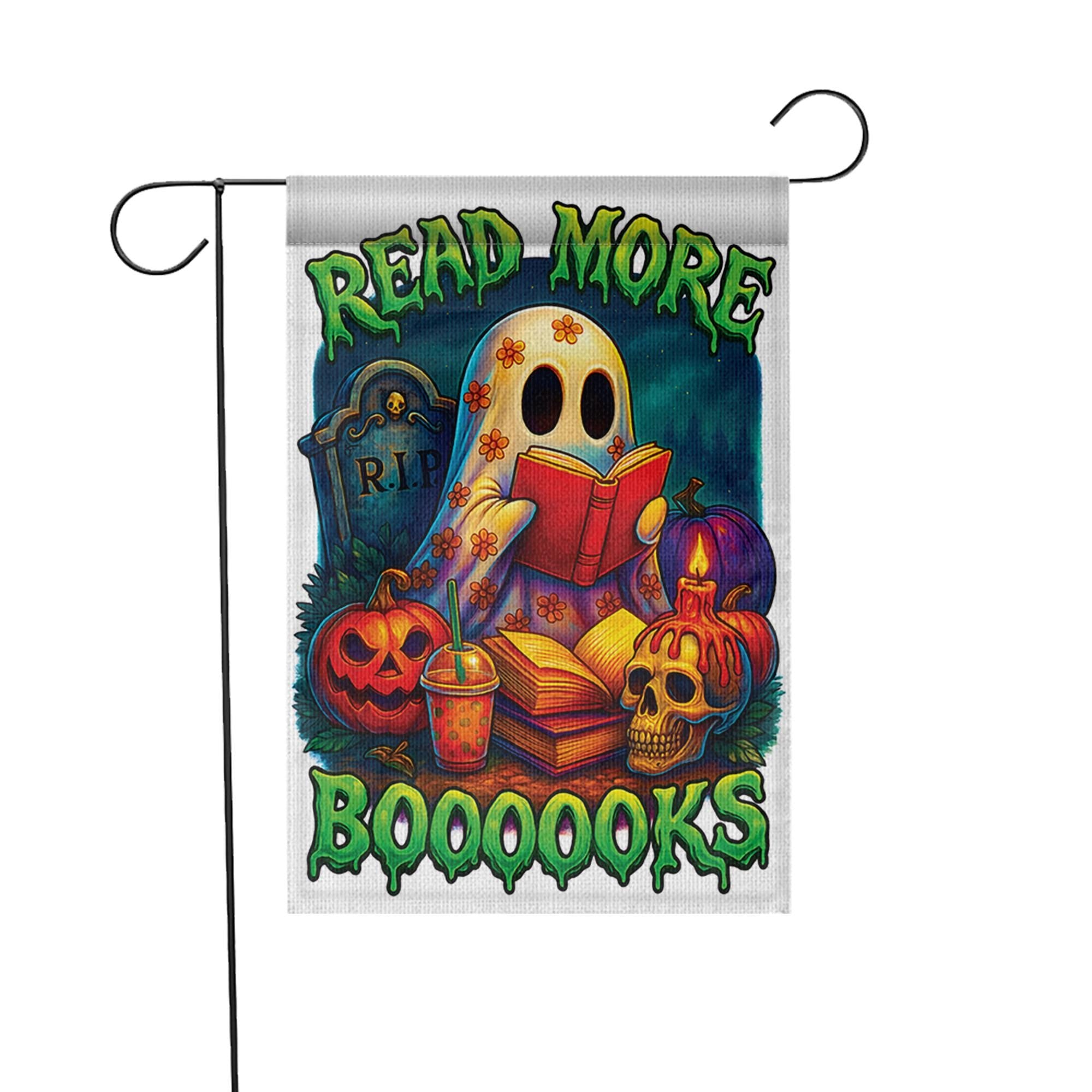 Read More Boooooks Ghost Flag, Spooky Book Lover Halloween Decor, Cute Reading Ghost Yard Art, Bookworm Gift for Librarian, Fall Decor