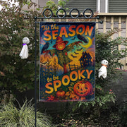 Tis the Season to be Spooky Flag, Vintage Halloween Garden Flag with Scarecrow & Pumpkin, Retro Haunted House Outdoor Yard Decor Sign