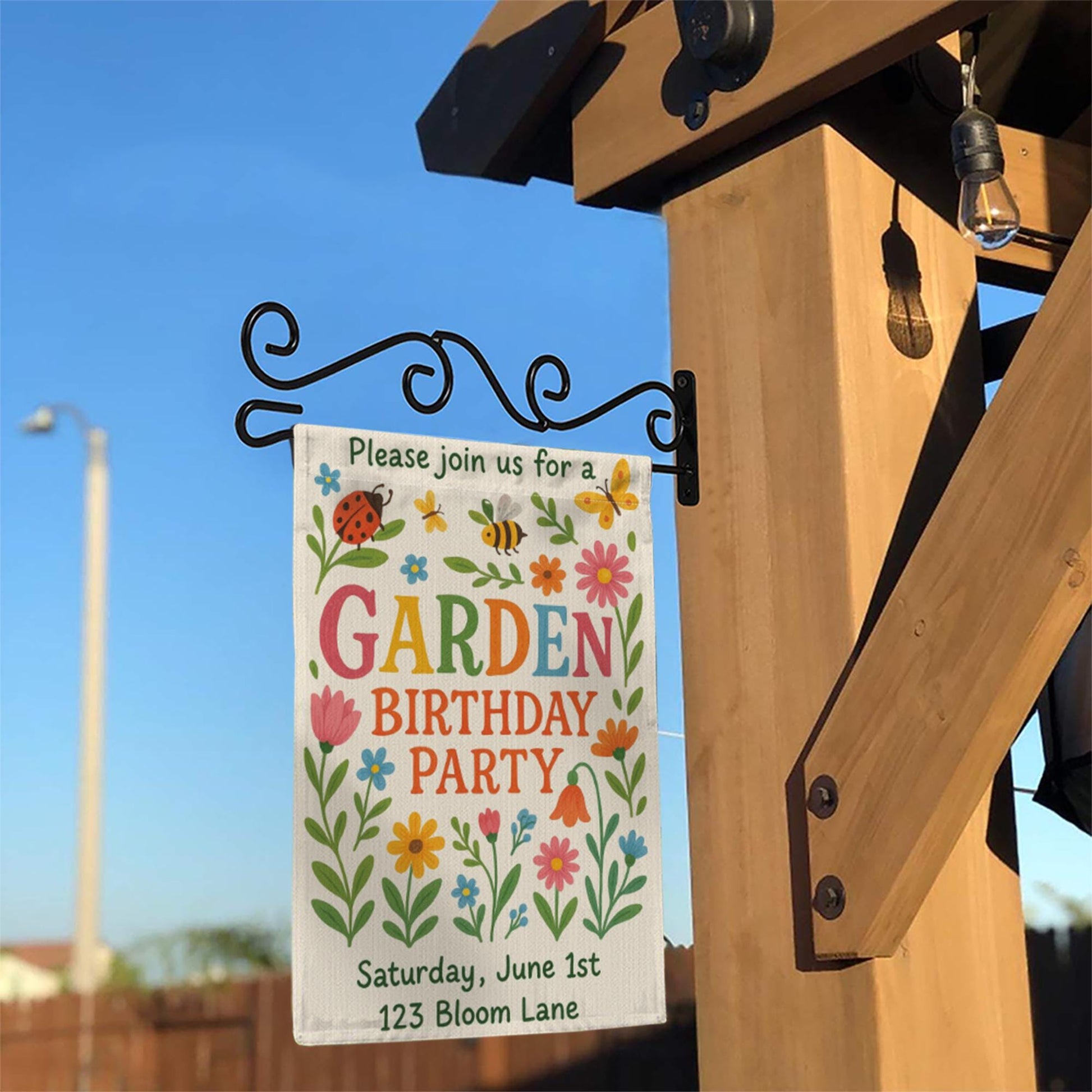 Personalized Garden Birthday Flag, Custom Welcome Yard Sign for Party, Outdoor Floral Decor, Spring Summer Celebration Banner for Kids
