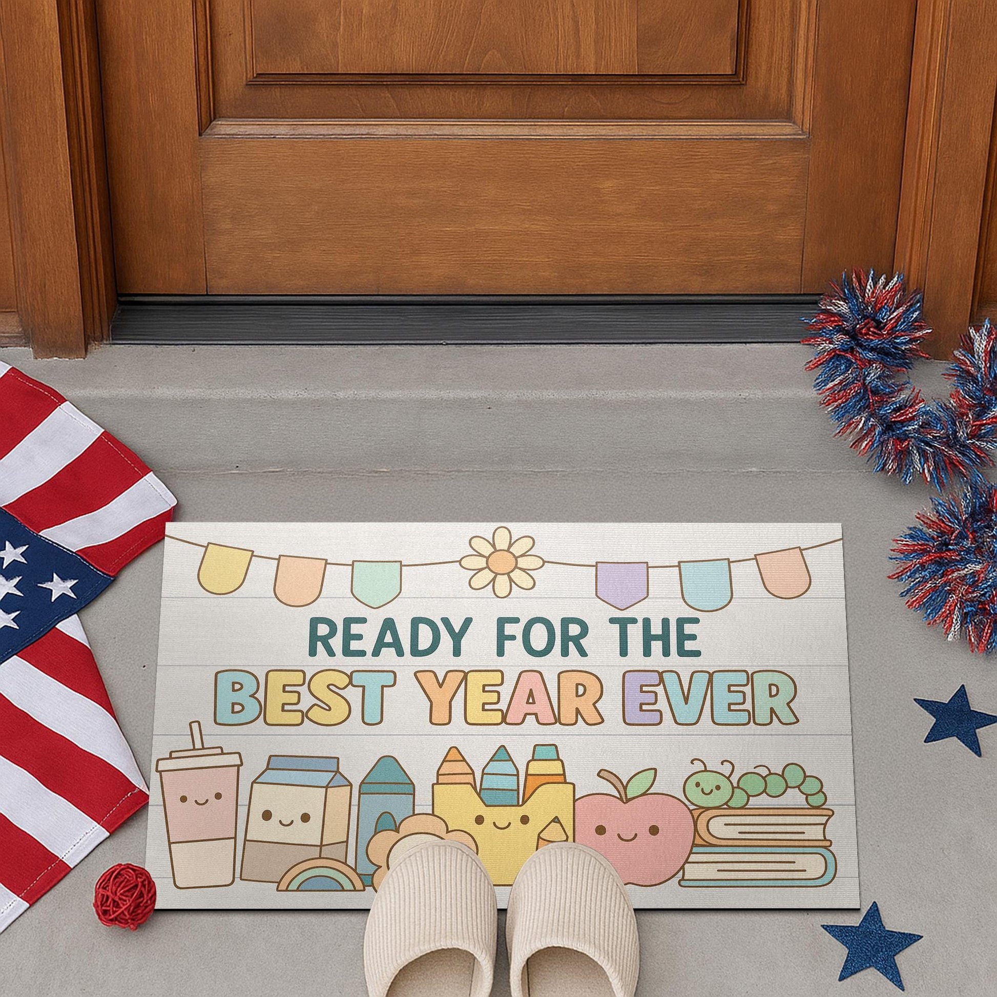 Ready for the Best Year Ever Doormat – Cute Back to School Welcome Mat, Teacher Classroom Rug, First Day of School Entryway Decor