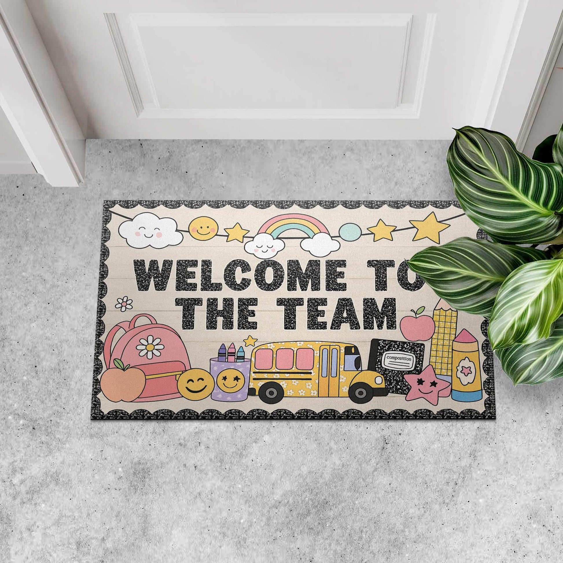 Welcome to the Team Doormat – Cute Teacher Classroom Entry Rug, Back to School Decor, Team Gift Mat for Staff, Coworkers or Teachers