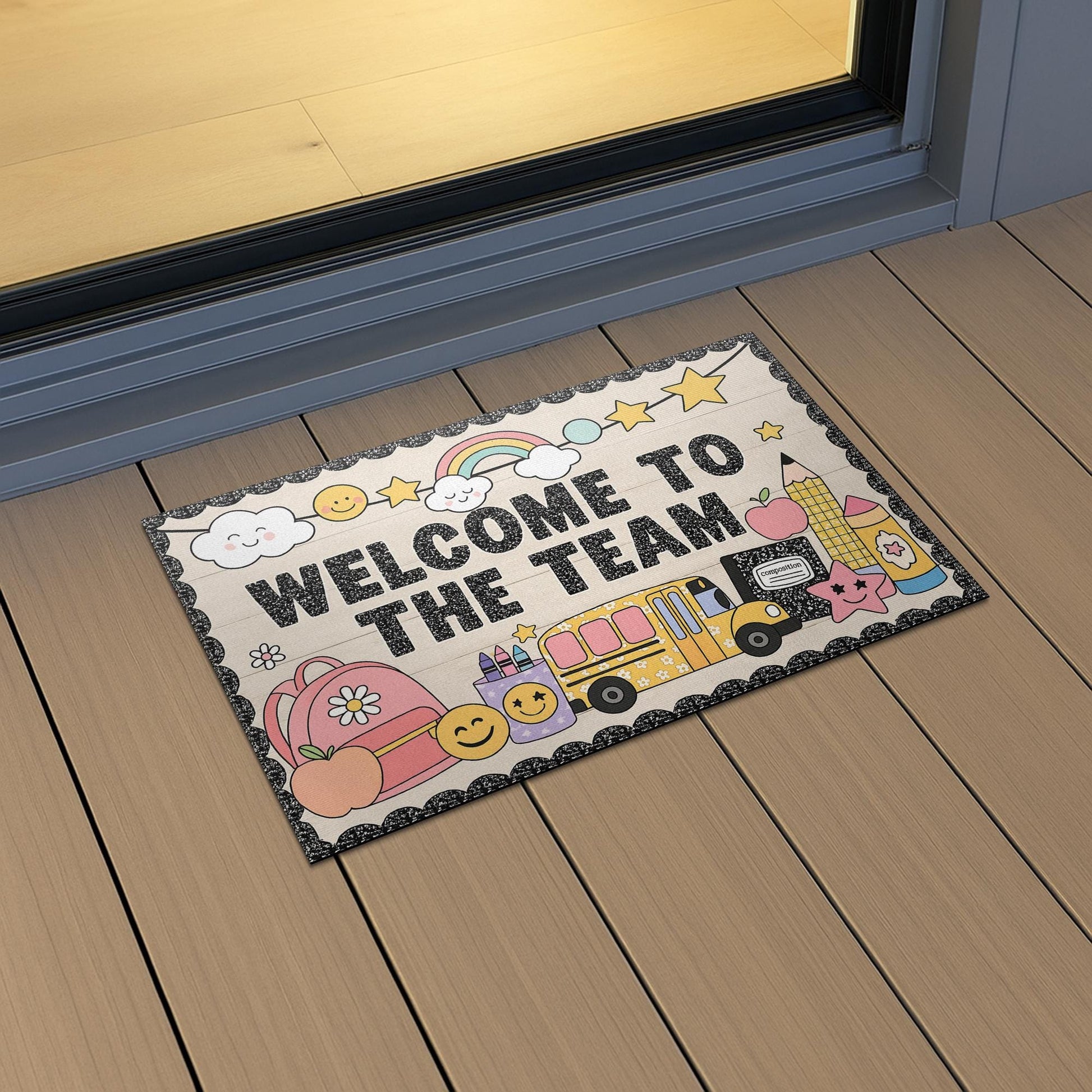 Welcome to the Team Doormat – Cute Teacher Classroom Entry Rug, Back to School Decor, Team Gift Mat for Staff, Coworkers or Teachers