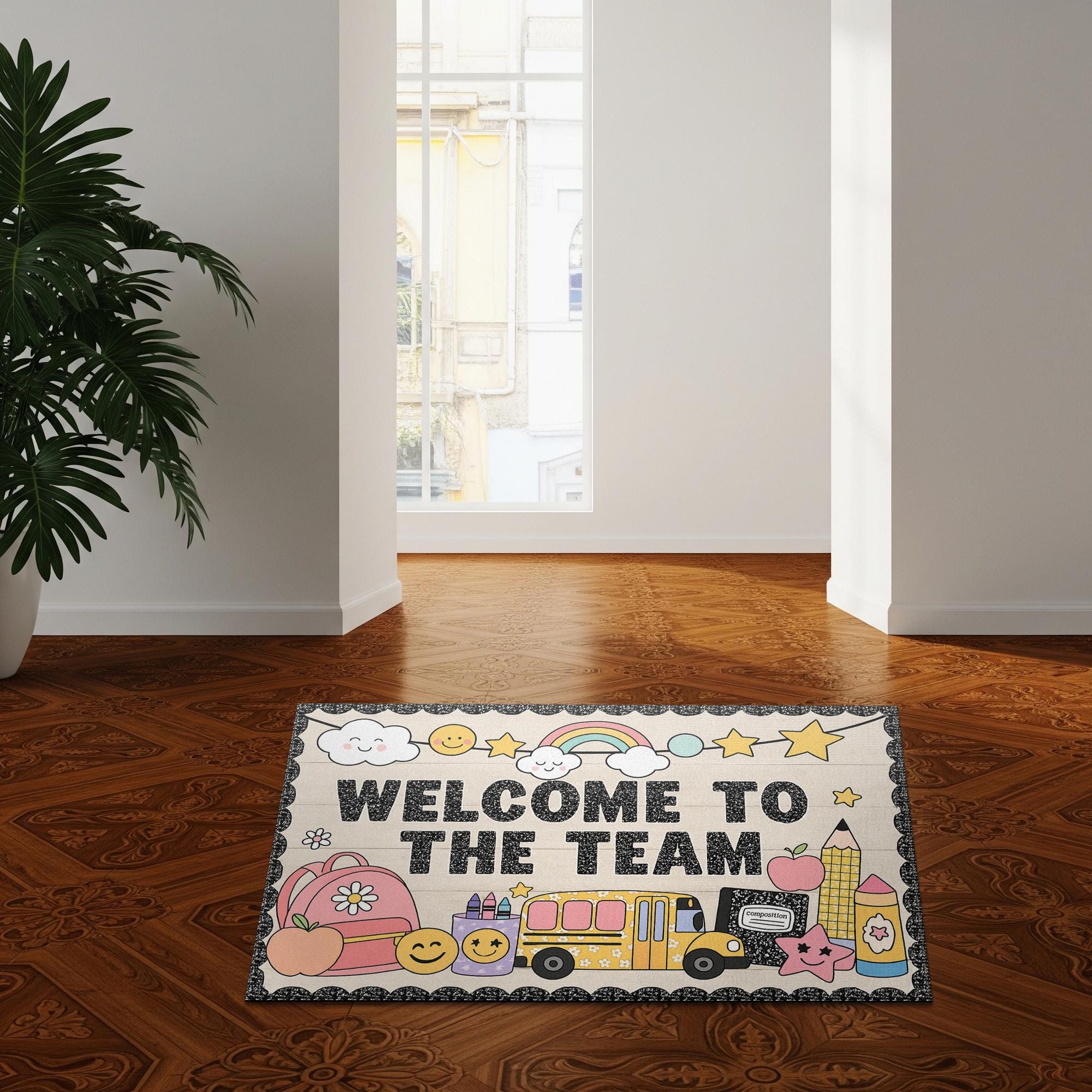 Welcome to the Team Doormat – Cute Teacher Classroom Entry Rug, Back to School Decor, Team Gift Mat for Staff, Coworkers or Teachers