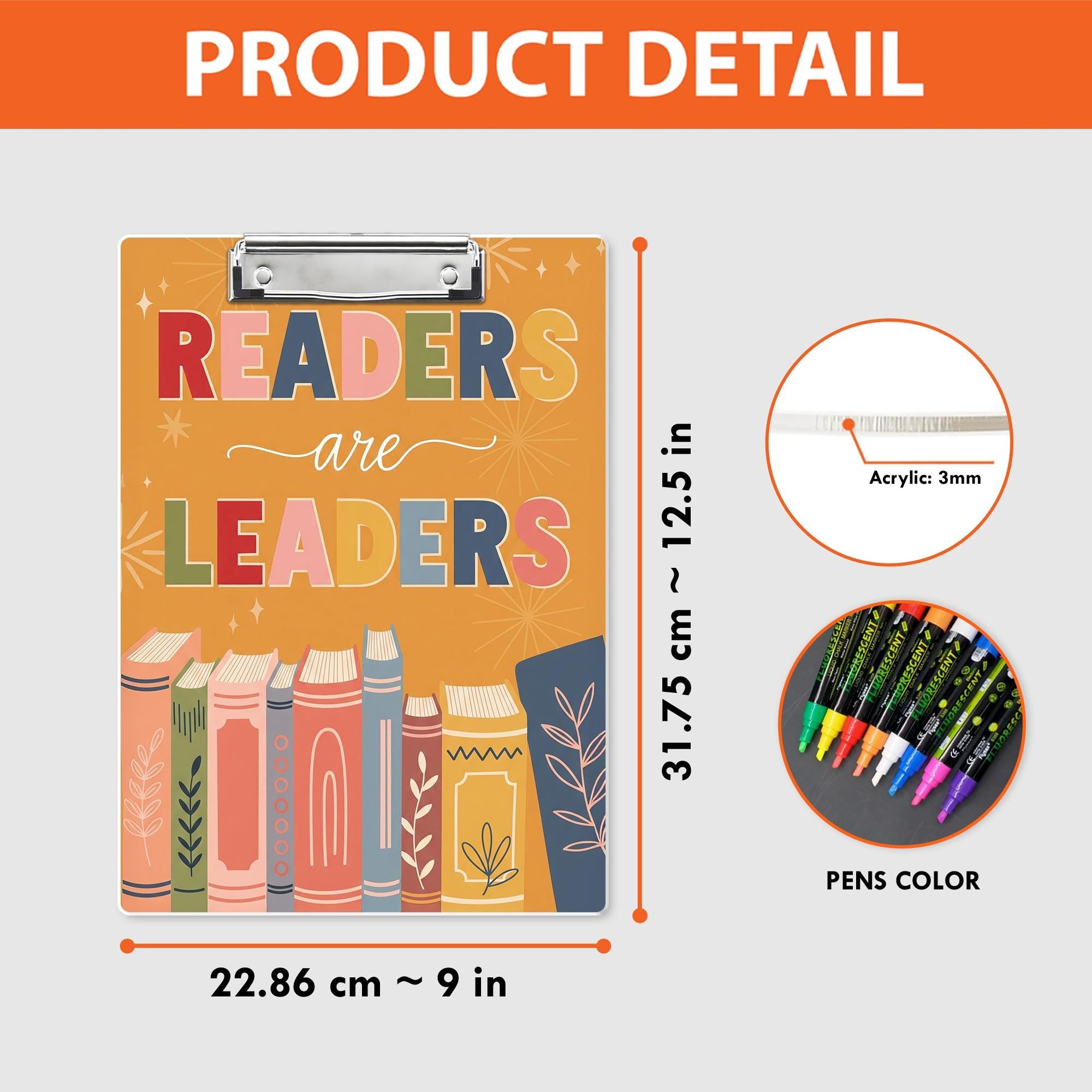Readers Are Leaders Clipboard, Cute Teacher Reading Clipboard, Classroom Gift for Book Lovers, Literacy Decor for Library or Desk, Educators