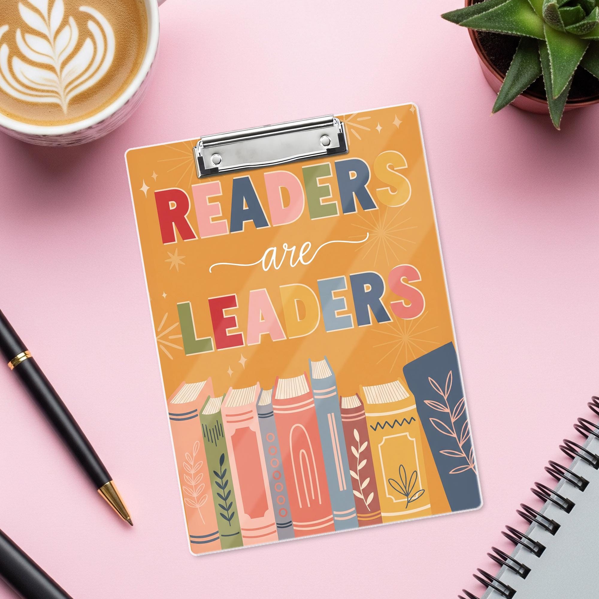 Readers Are Leaders Clipboard, Cute Teacher Reading Clipboard, Classroom Gift for Book Lovers, Literacy Decor for Library or Desk, Educators