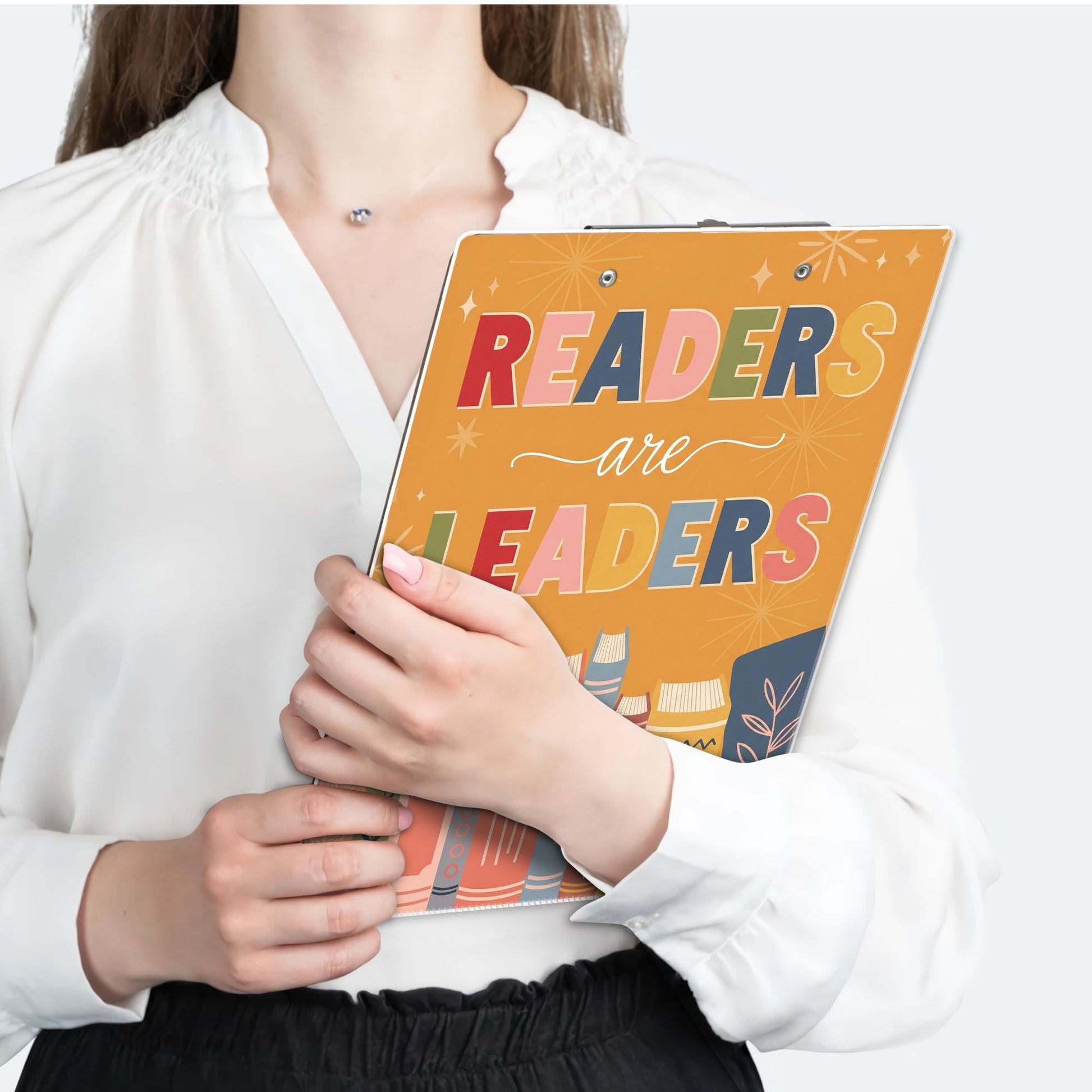 Readers Are Leaders Clipboard, Cute Teacher Reading Clipboard, Classroom Gift for Book Lovers, Literacy Decor for Library or Desk, Educators